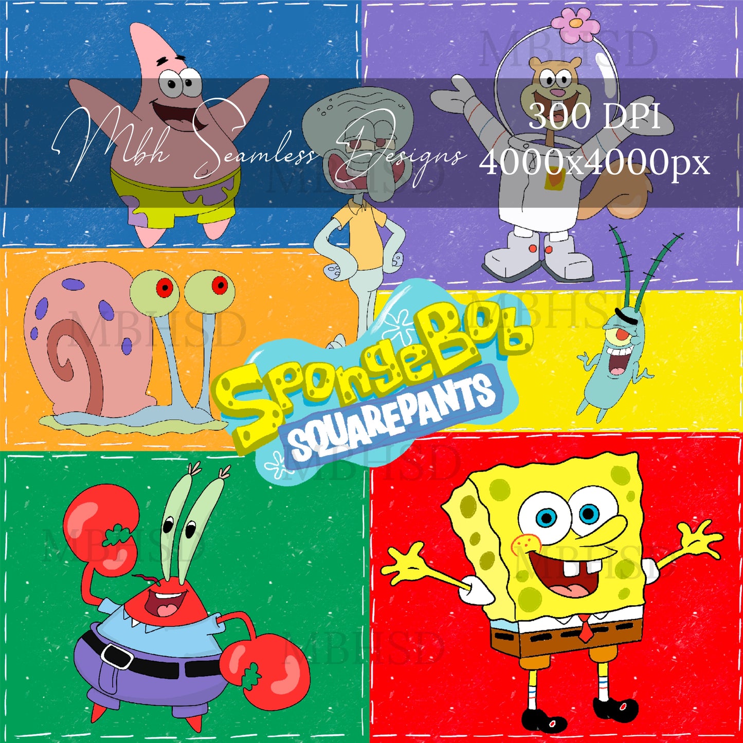 SpongeBob Quilt Seamless Pattern