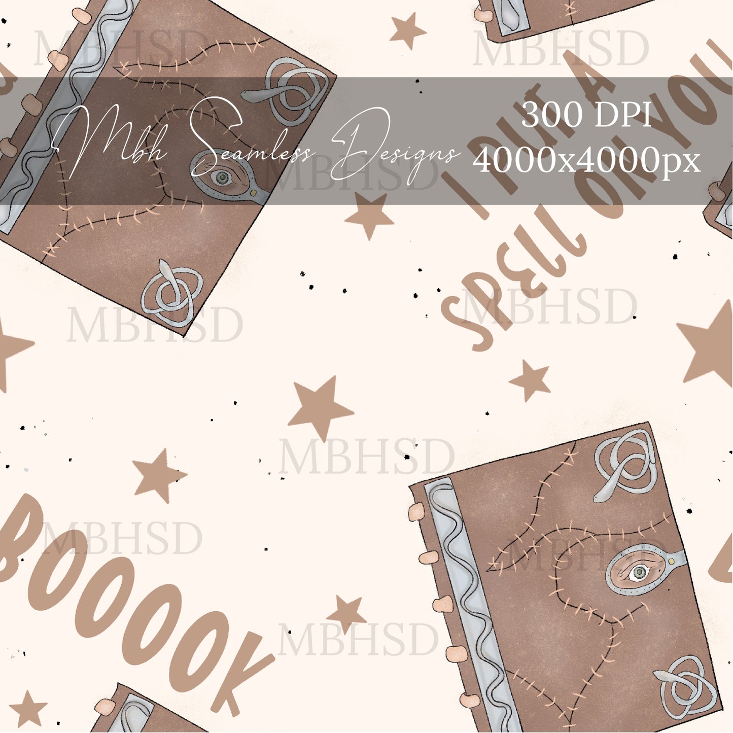 Hocus Pocus Starry Book Seamless Pattern