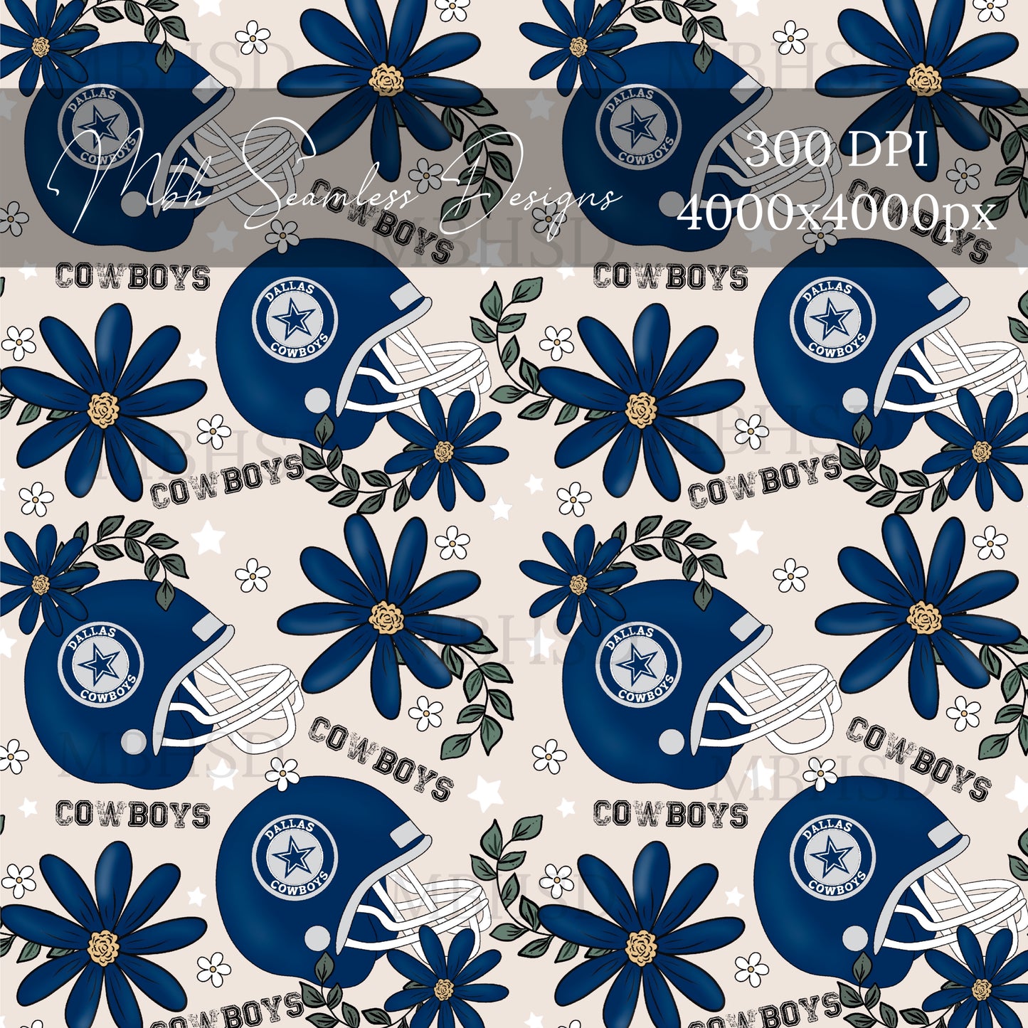 Dallas Cowboys Floral Seamless Pattern