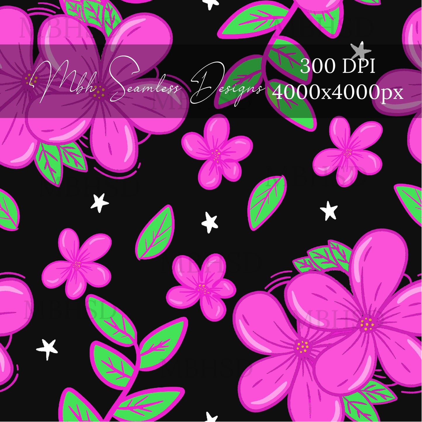 Neon Summer Floral Seamless Pattern