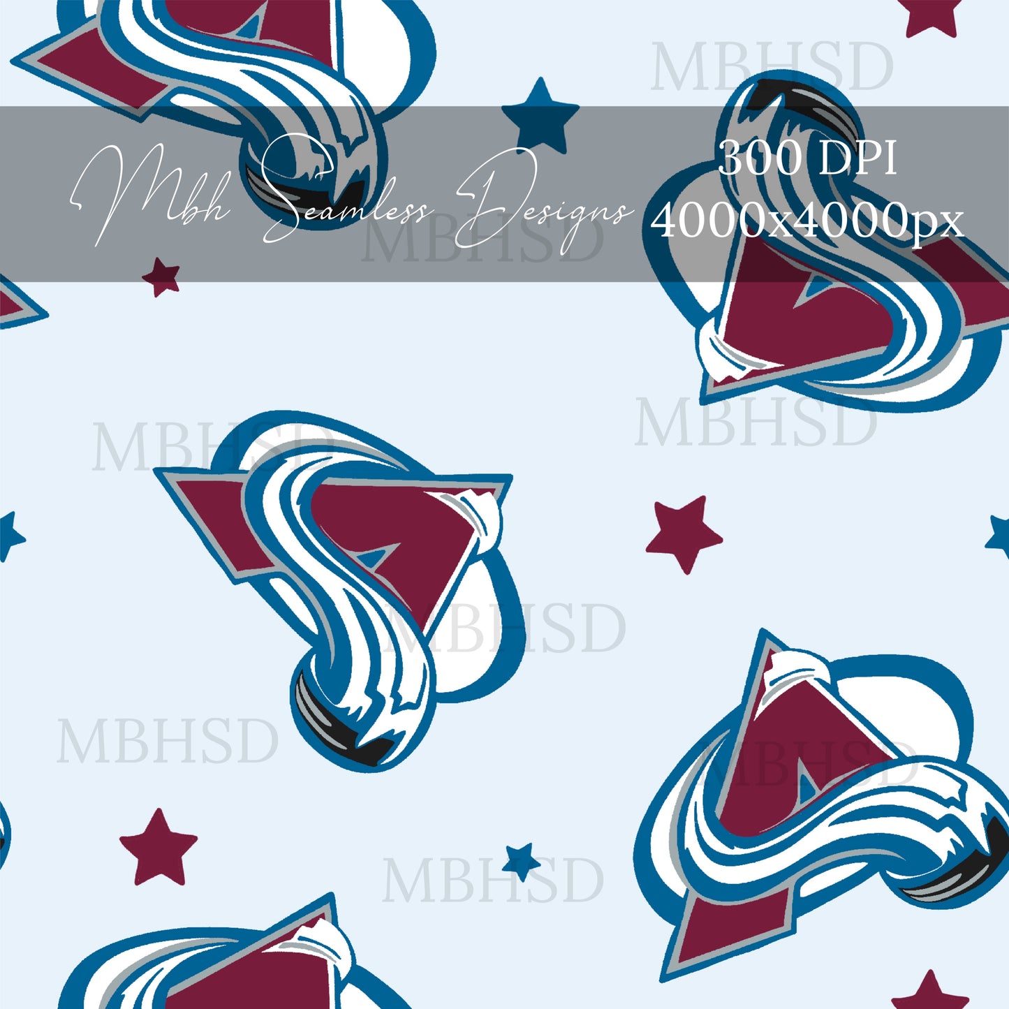 Avalanche Starry Hockey Seamless Pattern