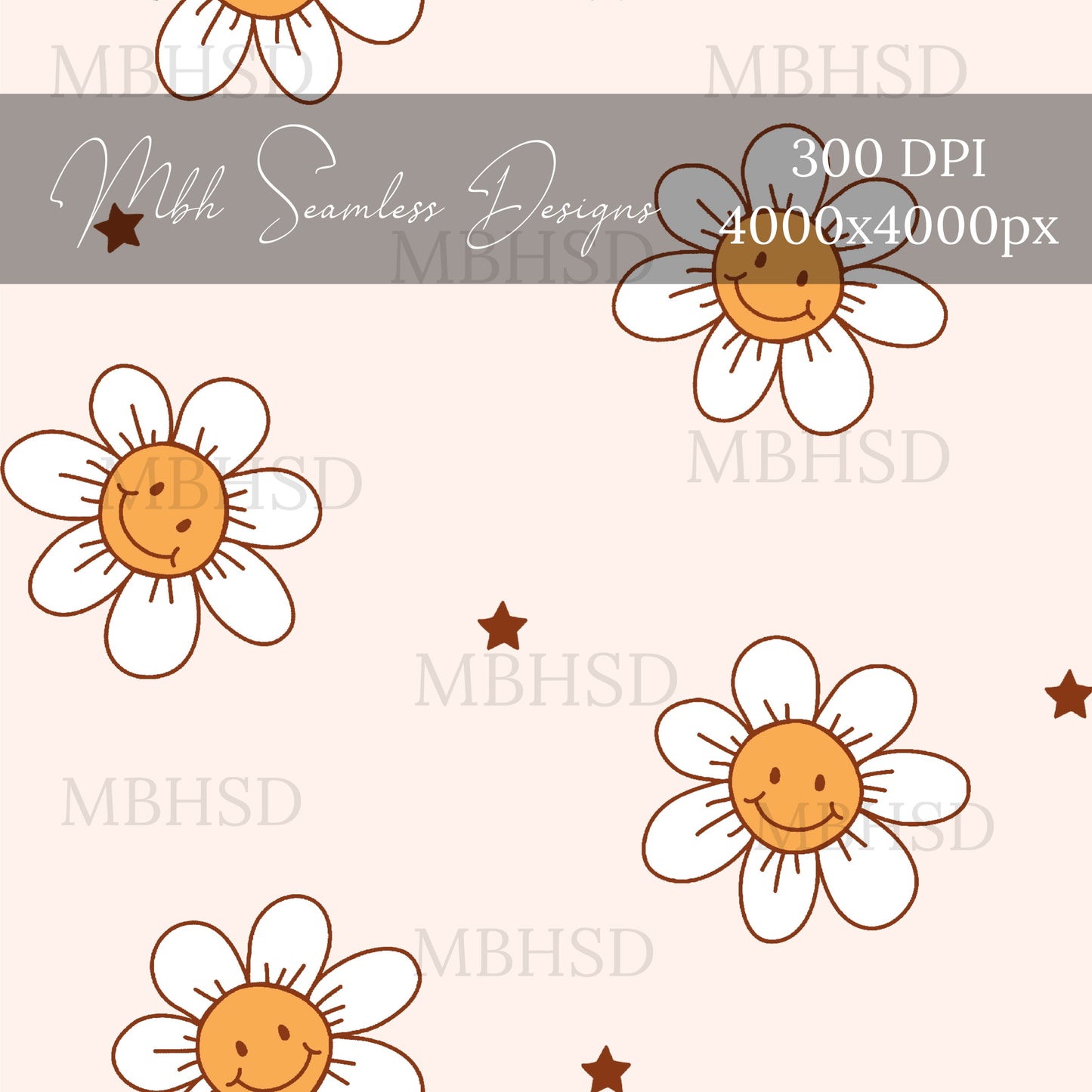 Groovy Happy Daisies Seamless Pattern
