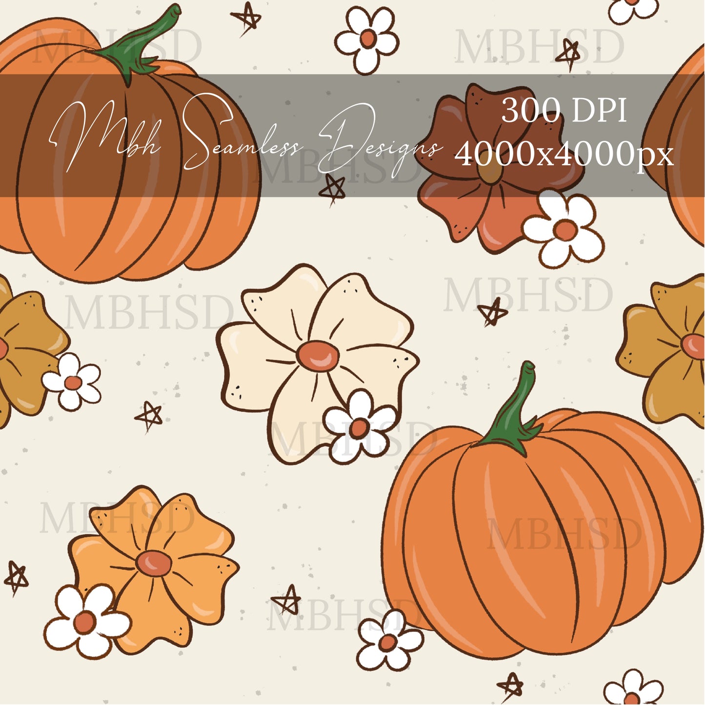 Pumpkin Blooms Seamless Pattern