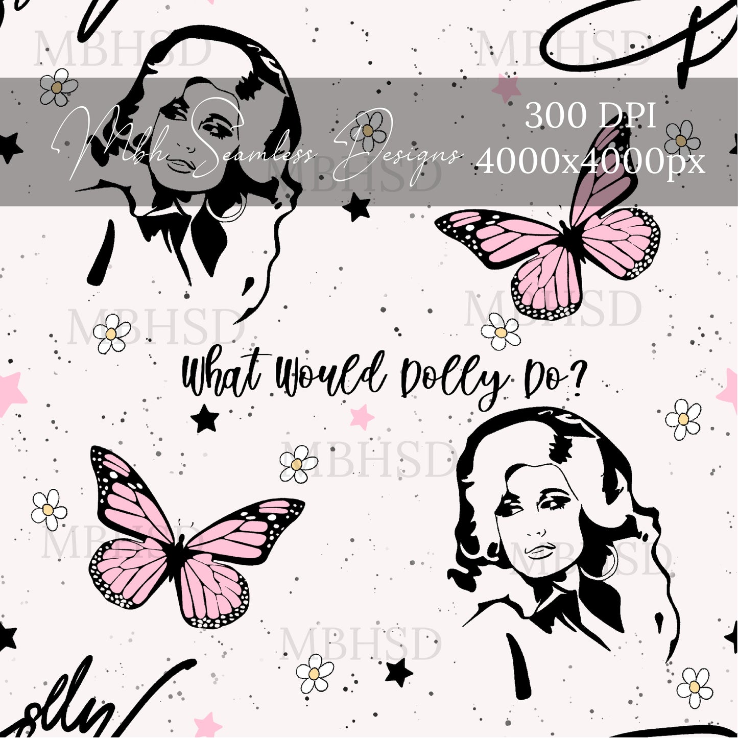 Boho Dolly Seamless Pattern