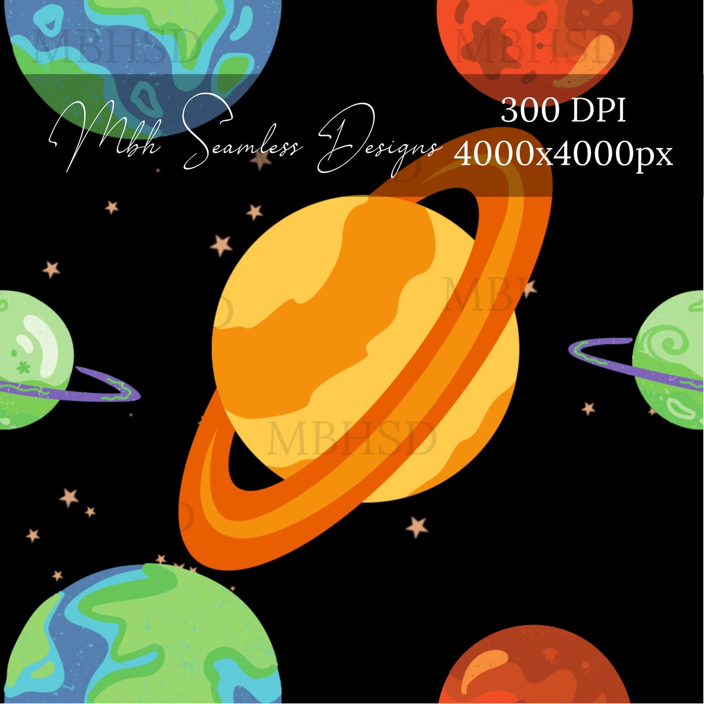 Planets Seamless Pattern