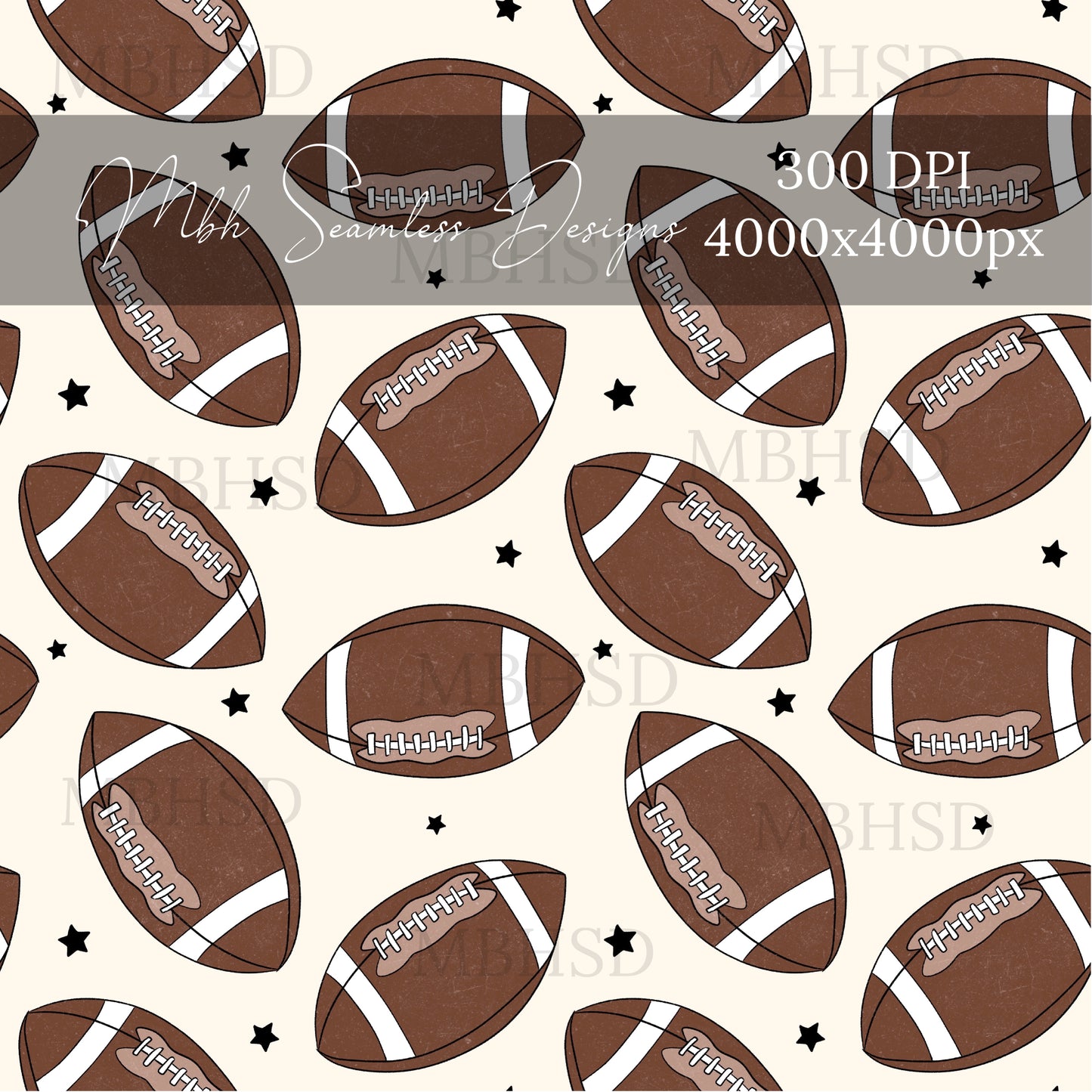 Starry Footballs Assorted Colorways Seamless Pattern