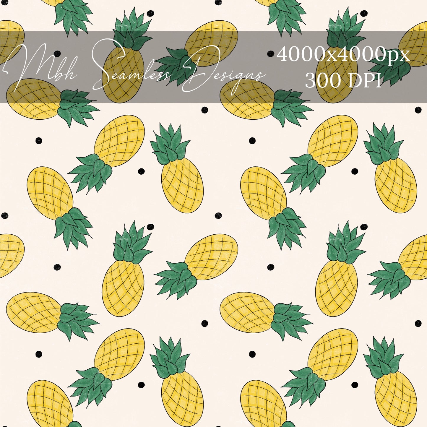 Pineapple Summer Dots Seamless Pattern
