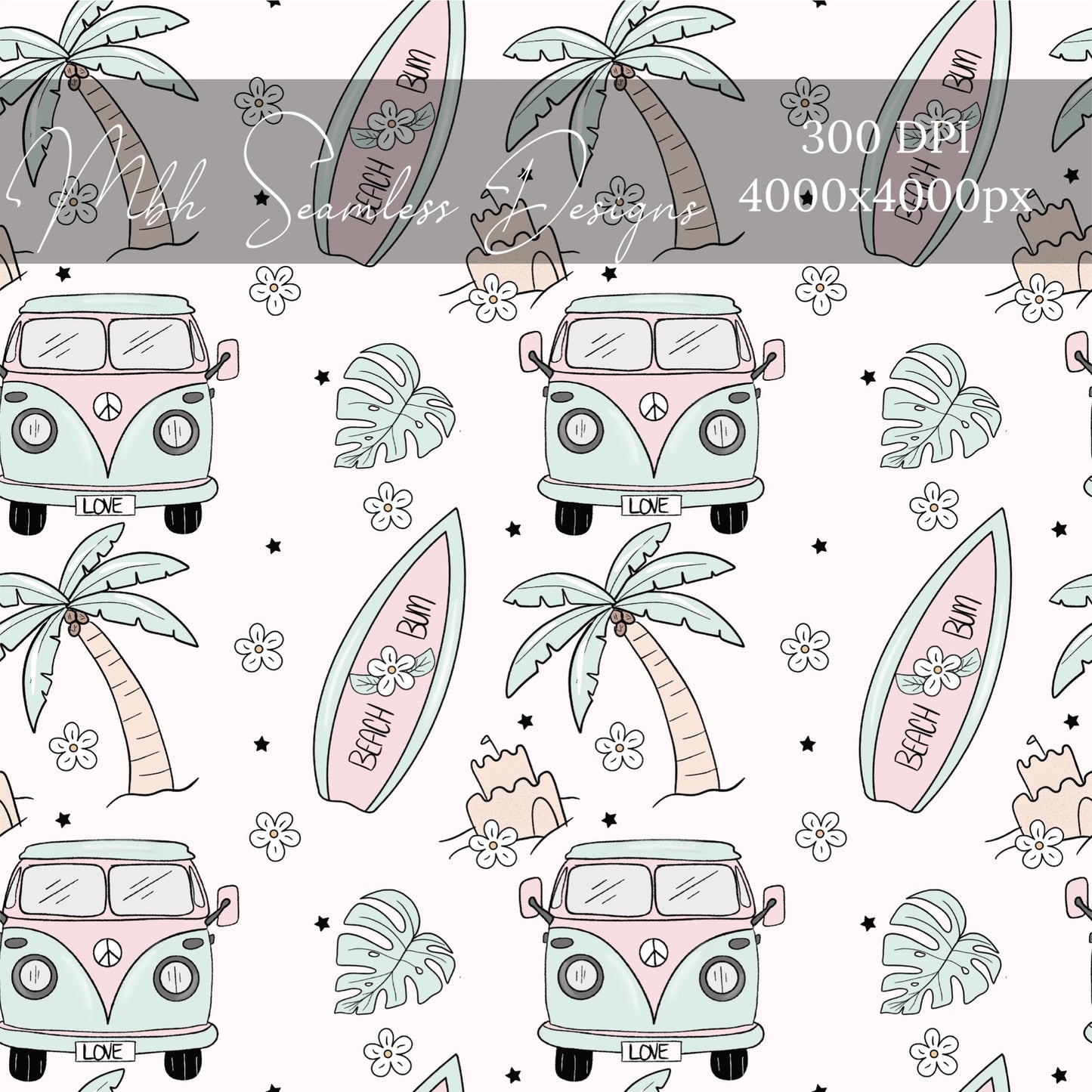 Beach Bum Seamless Pattern