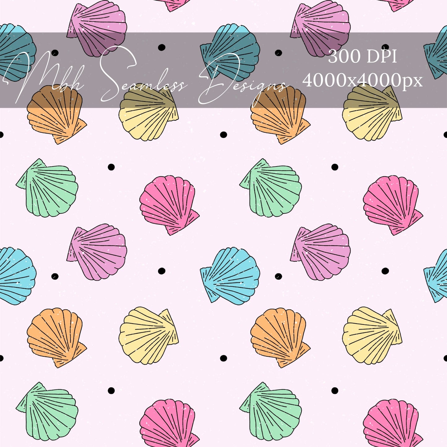 Colorful Clam Shells Seamless Pattern