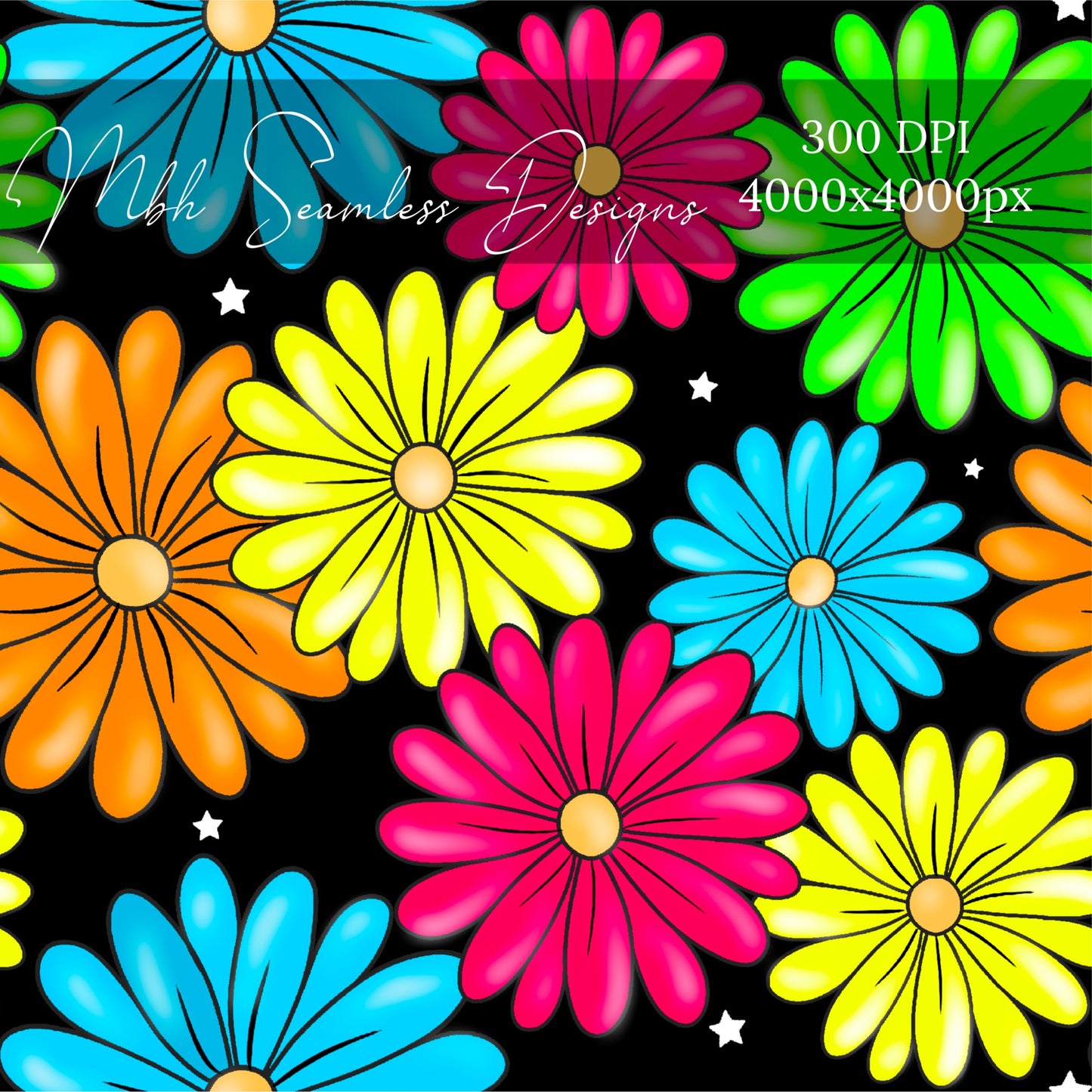 Neon Floral Seamless Pattern