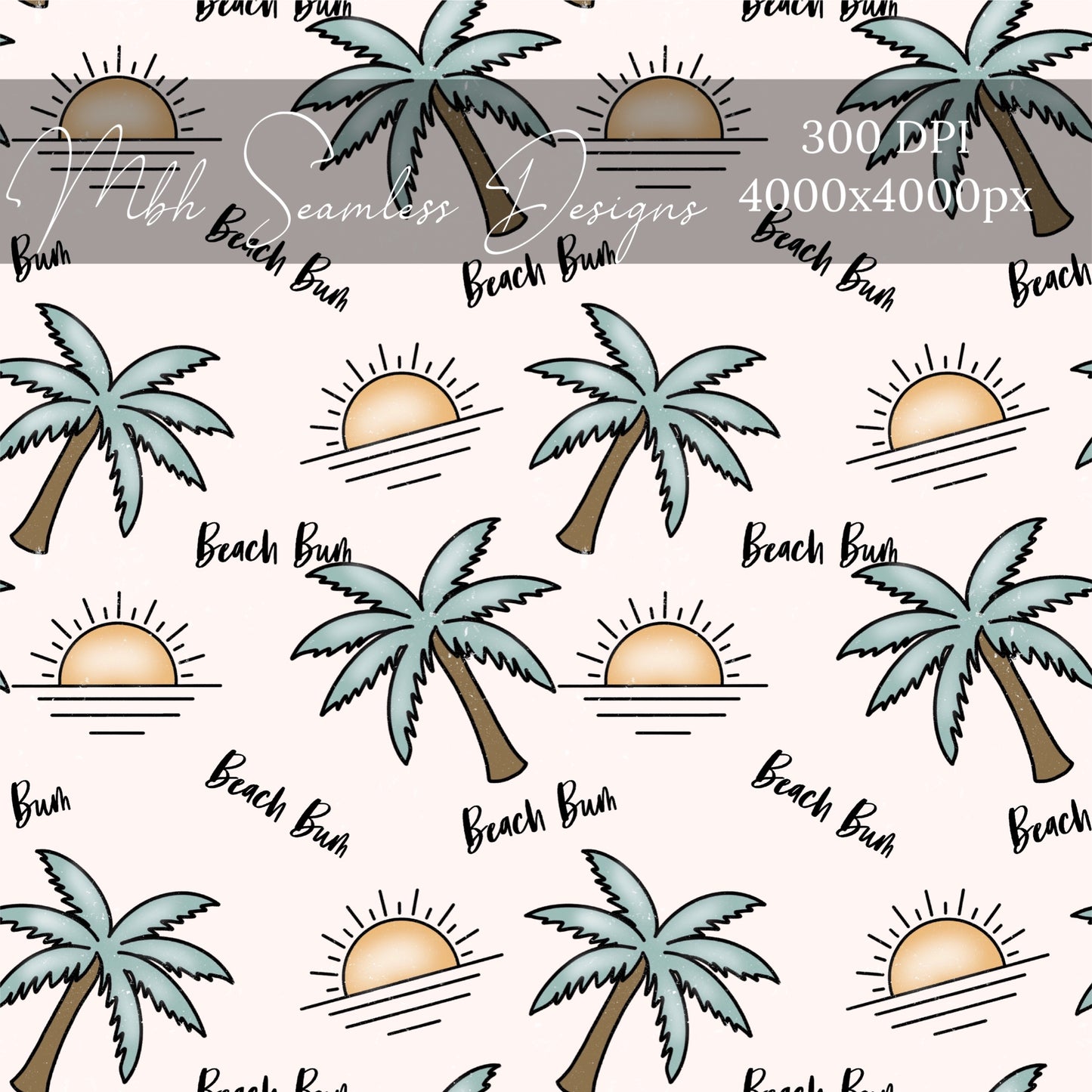 Beach Bum Sunny Palms Seamless Pattern
