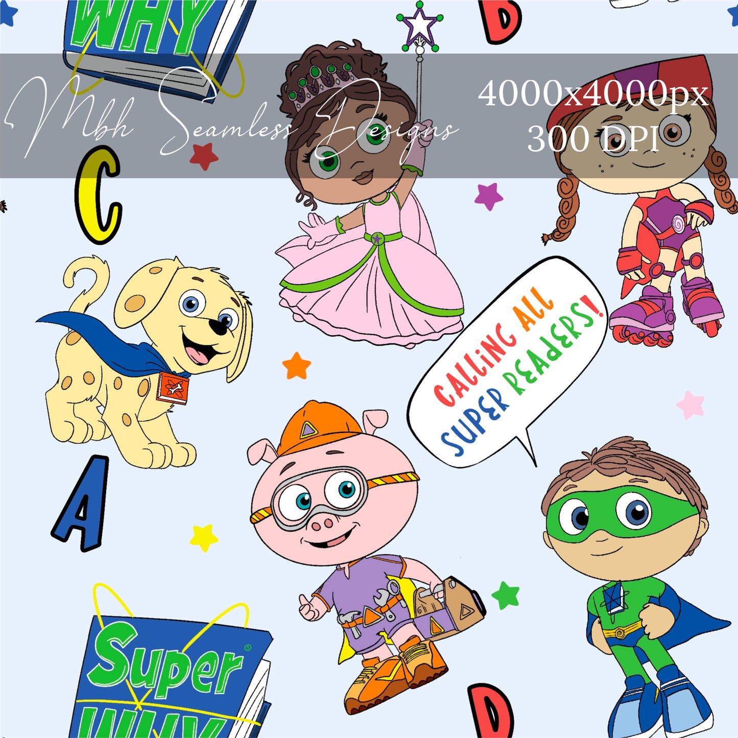 Super Why Seamless Pattern