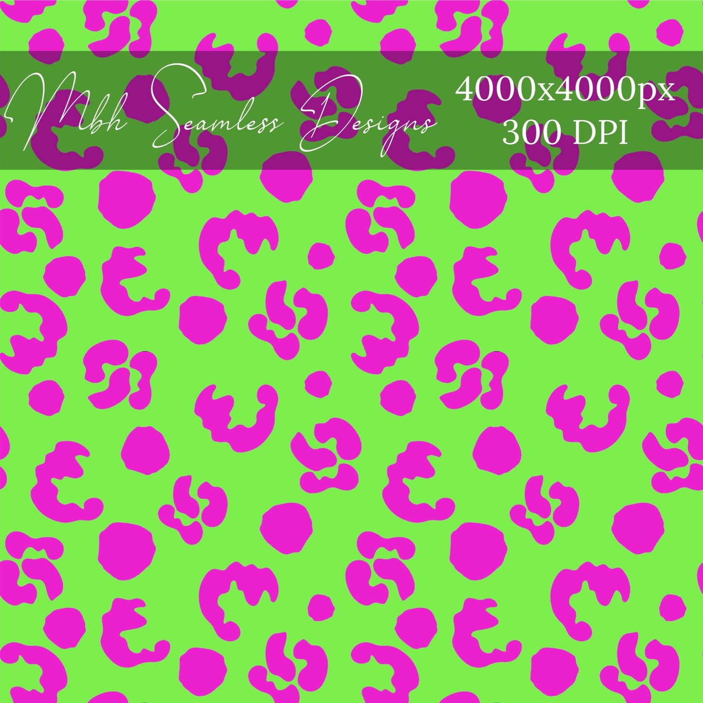 Neon Green Pink Leopard Seamless Pattern