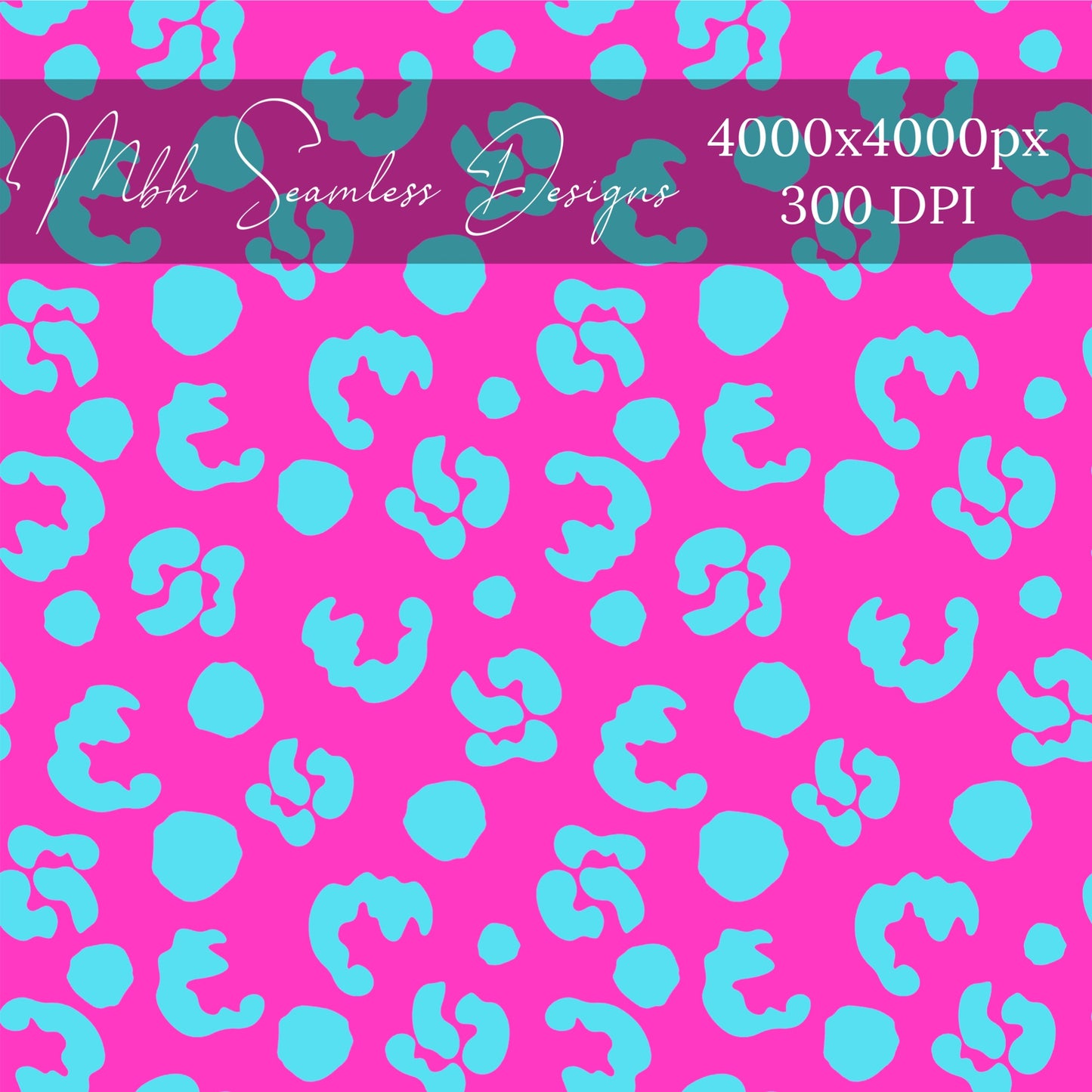 Pink Teal Leopard Seamless Pattern