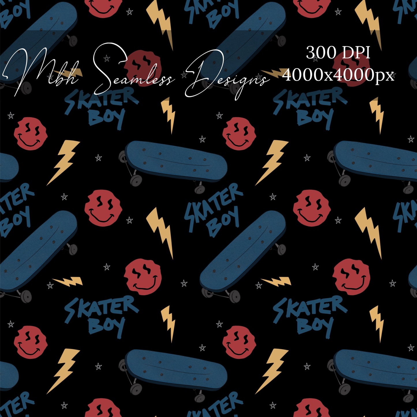 Skater Boy Seamless Pattern
