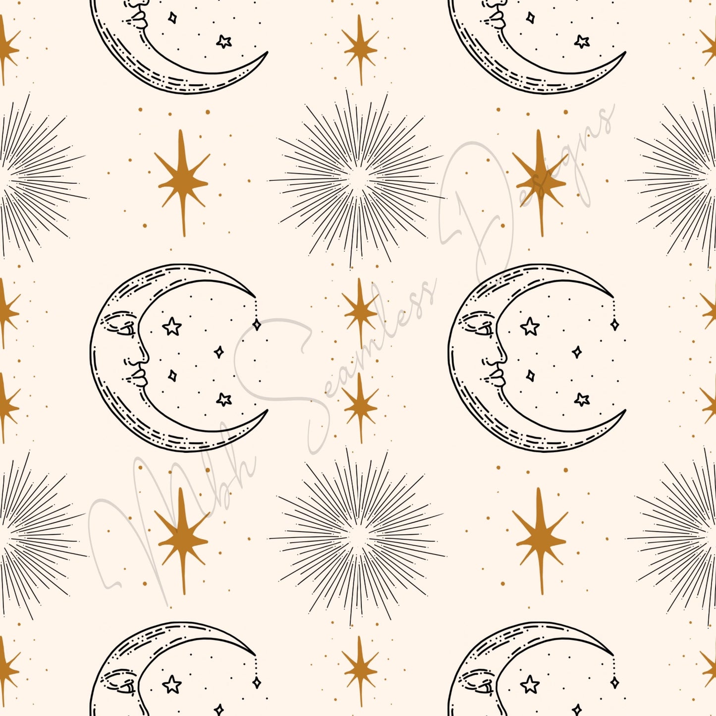 Celestial Moon Seamless Pattern