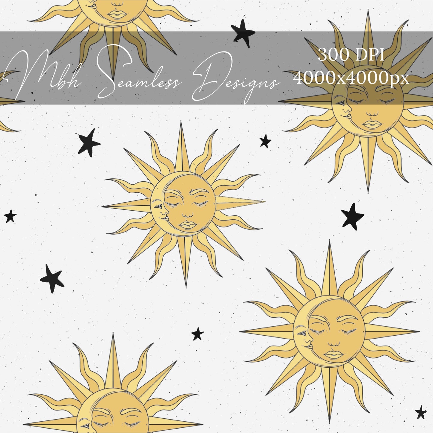 Celestial Sun Moon Seamless Pattern