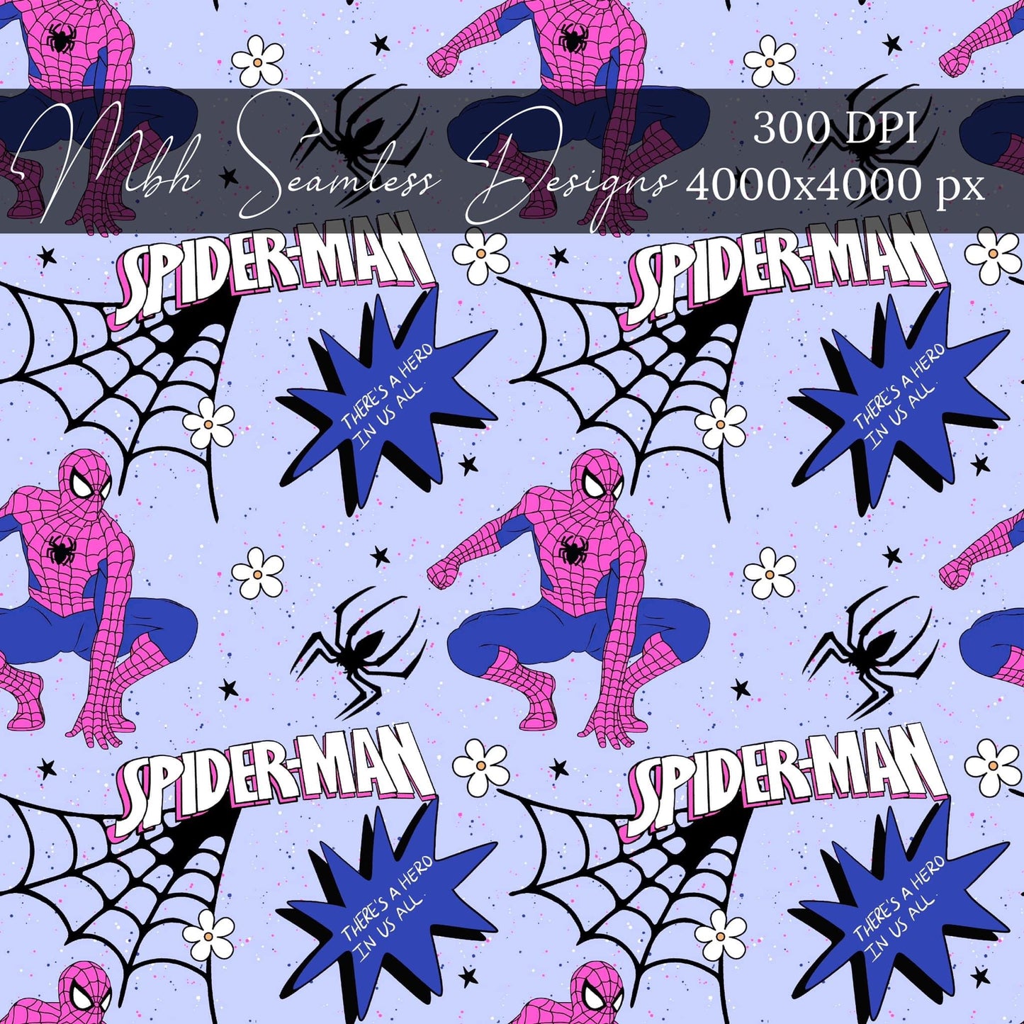 Purple Pink Girly Spider Seamless Pattern