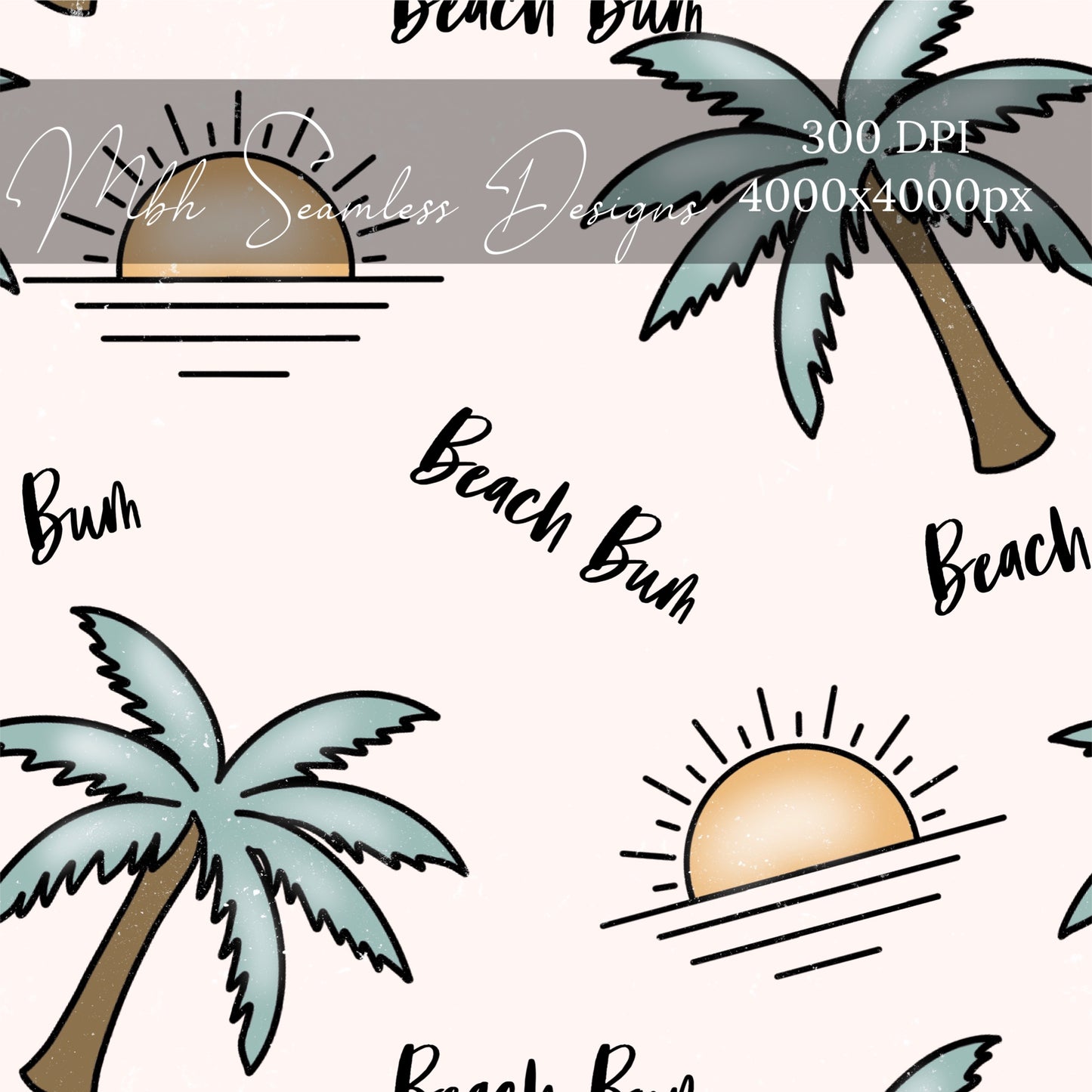 Beach Bum Sunny Palms Seamless Pattern