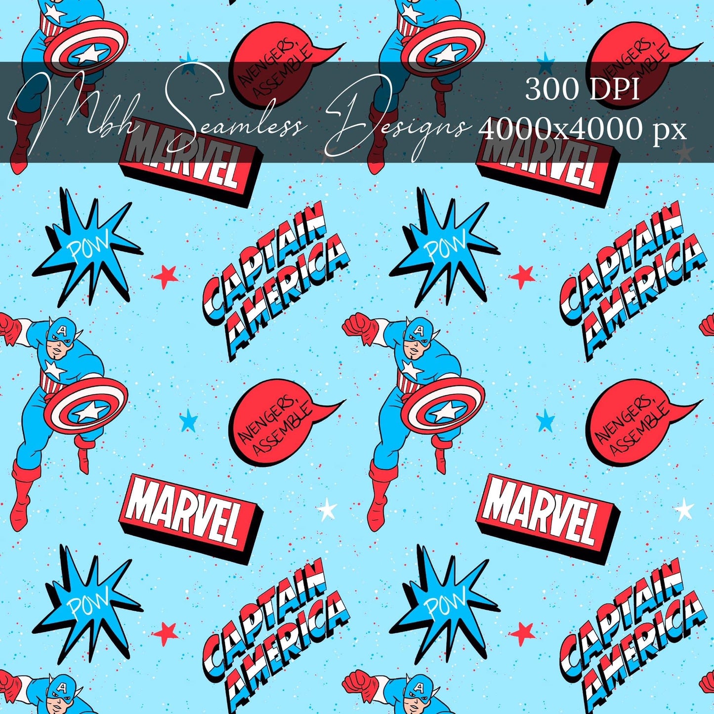 Captain Superhero Seamless Pattern