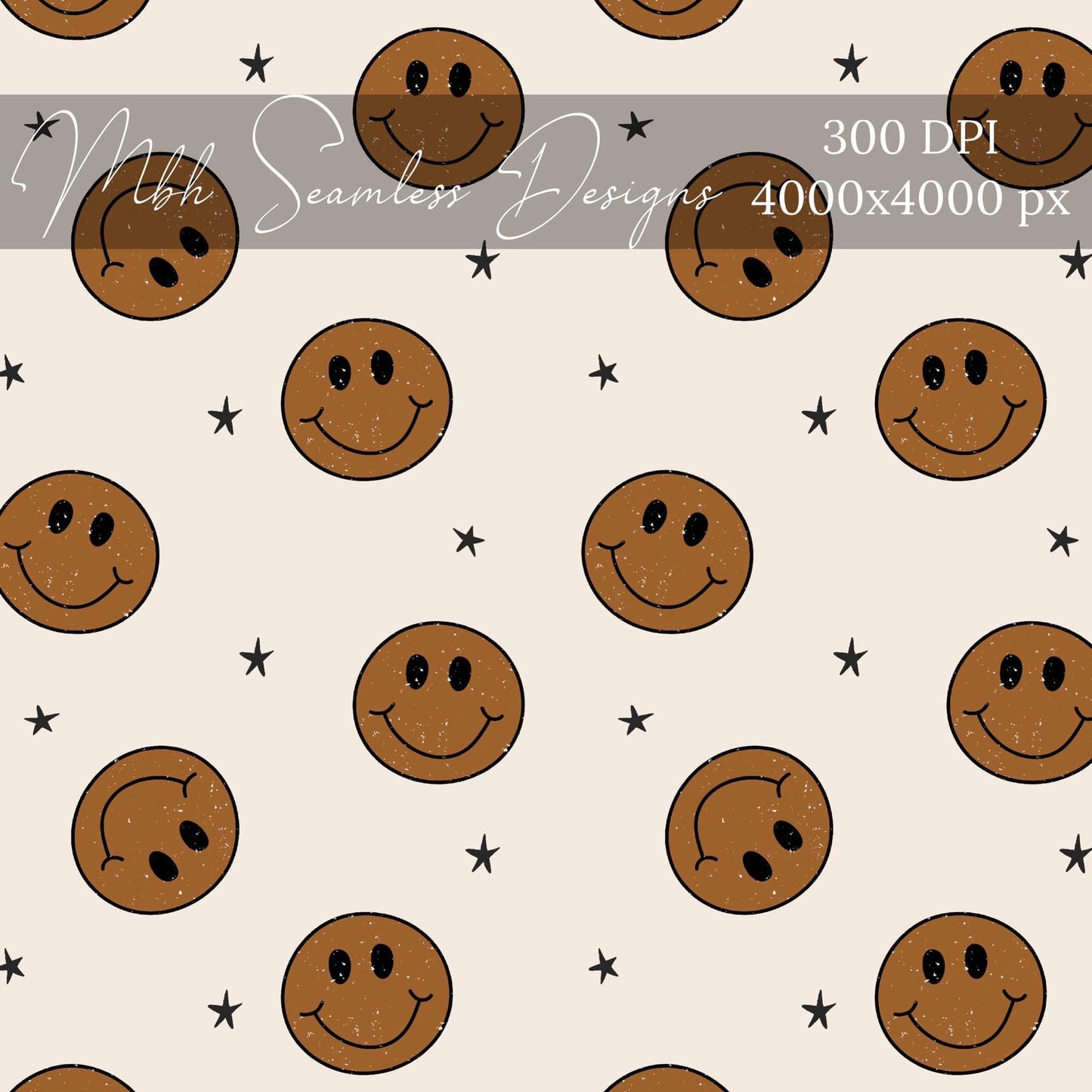 Brown Smilies Seamless Pattern