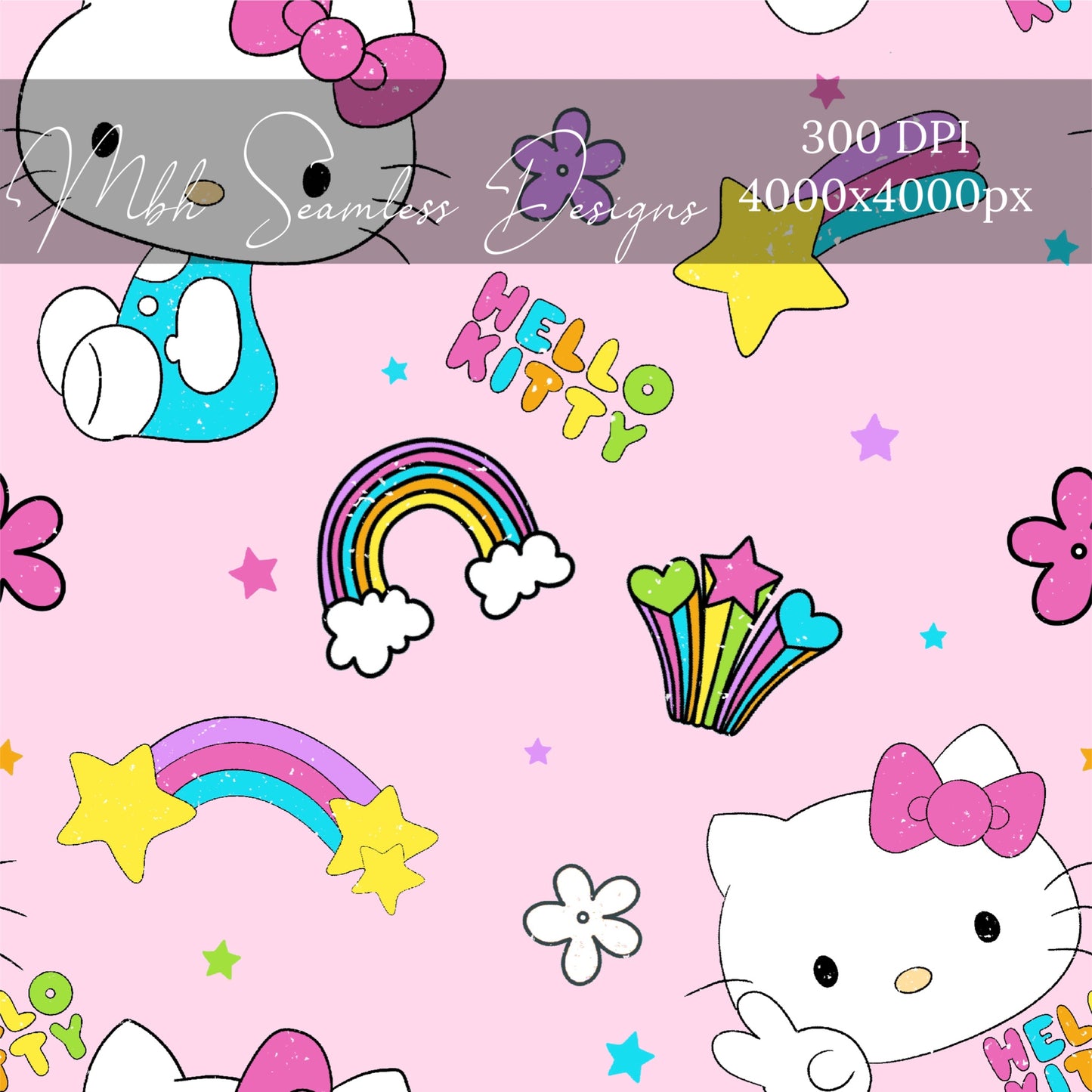 Pink Kitty Seamless Pattern