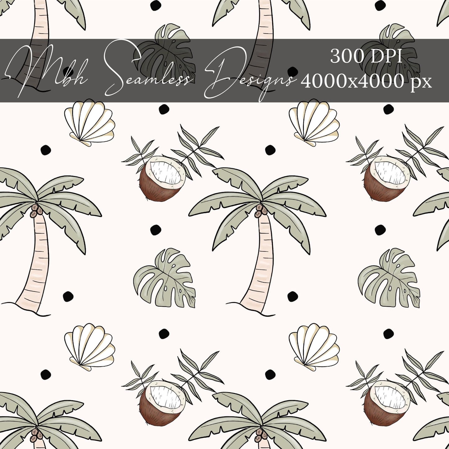 Polka Dot Palm Trees Seamless Pattern