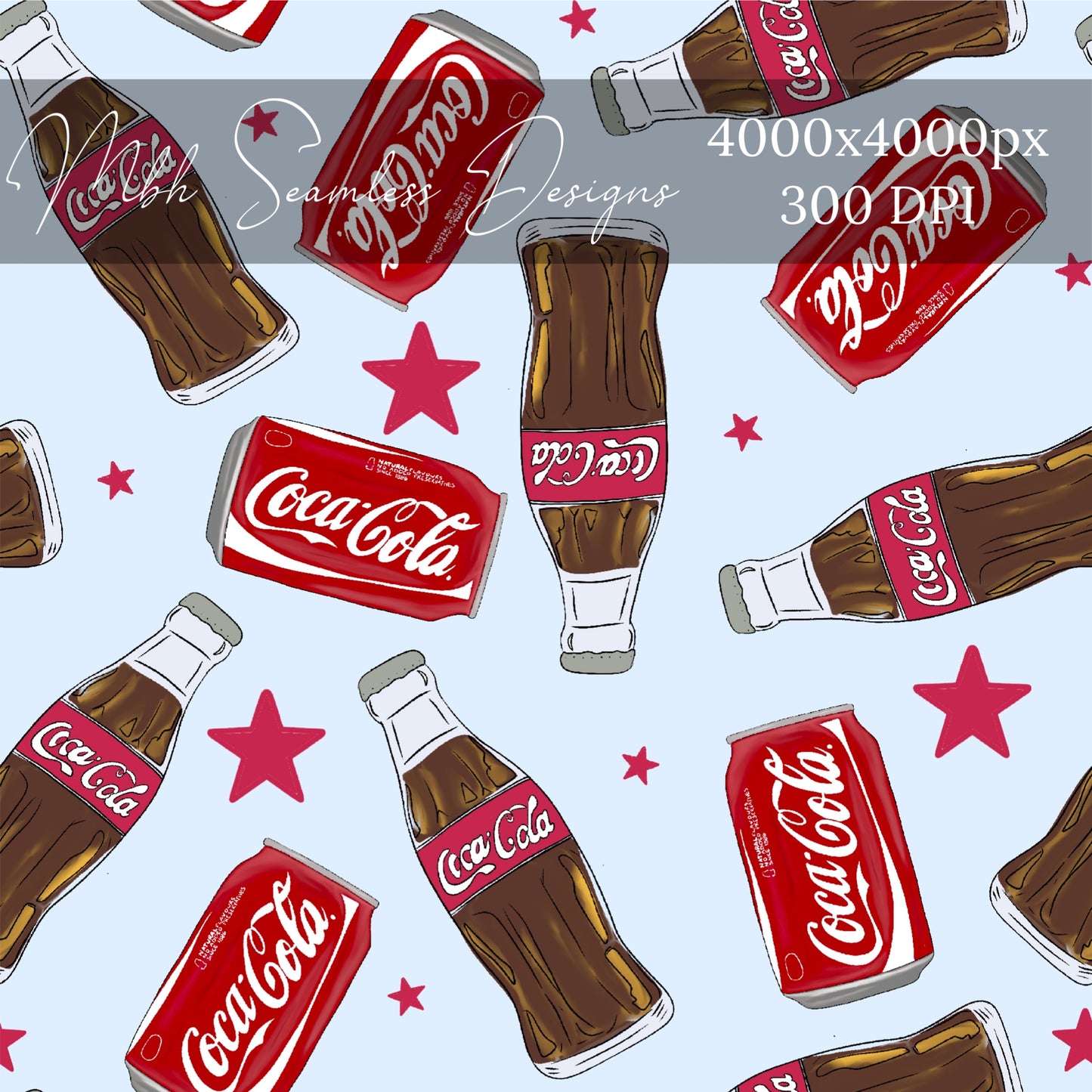 Starry Cola Cans & Bottles Seamless Pattern