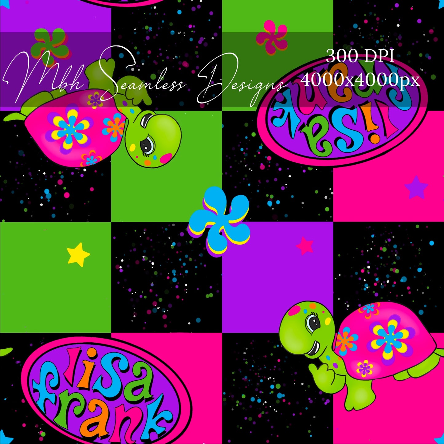 LF Checkered Turtles Seamless Pattern