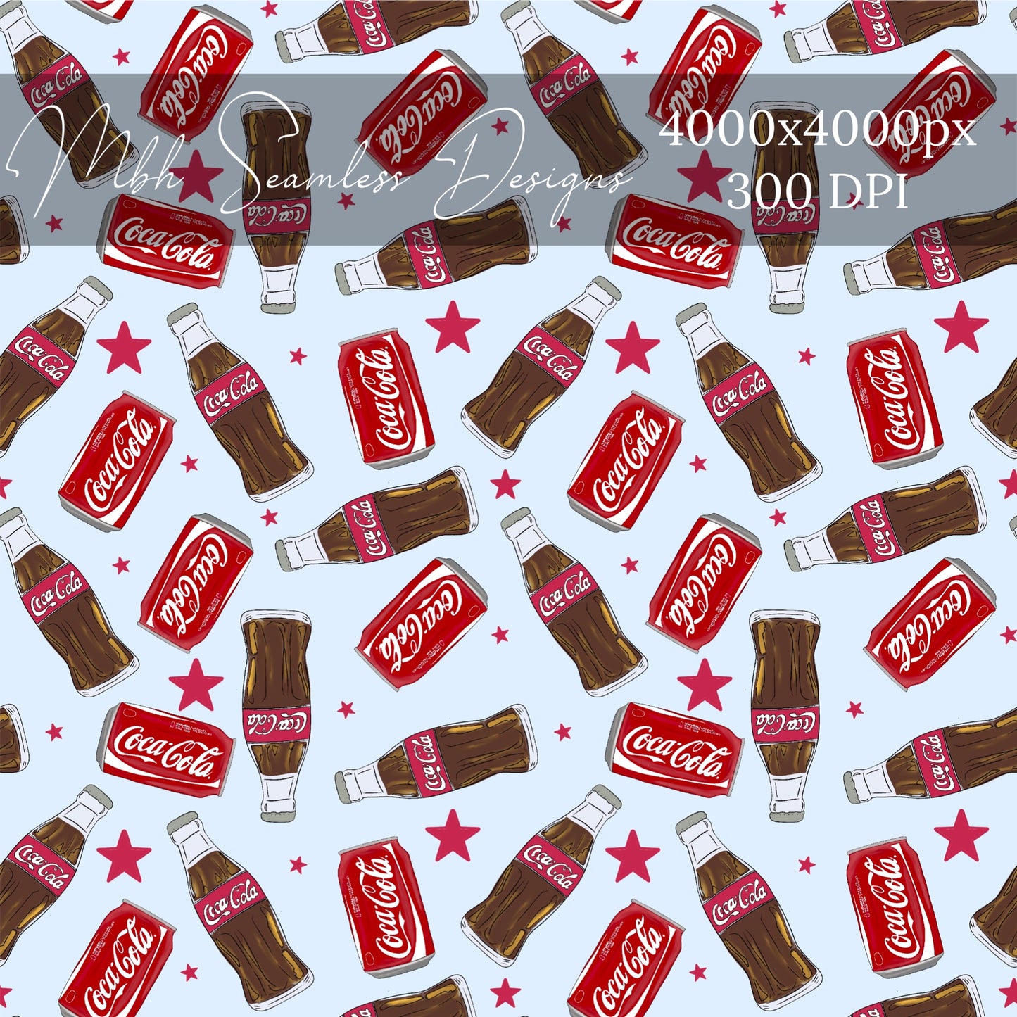 Starry Cola Cans & Bottles Seamless Pattern