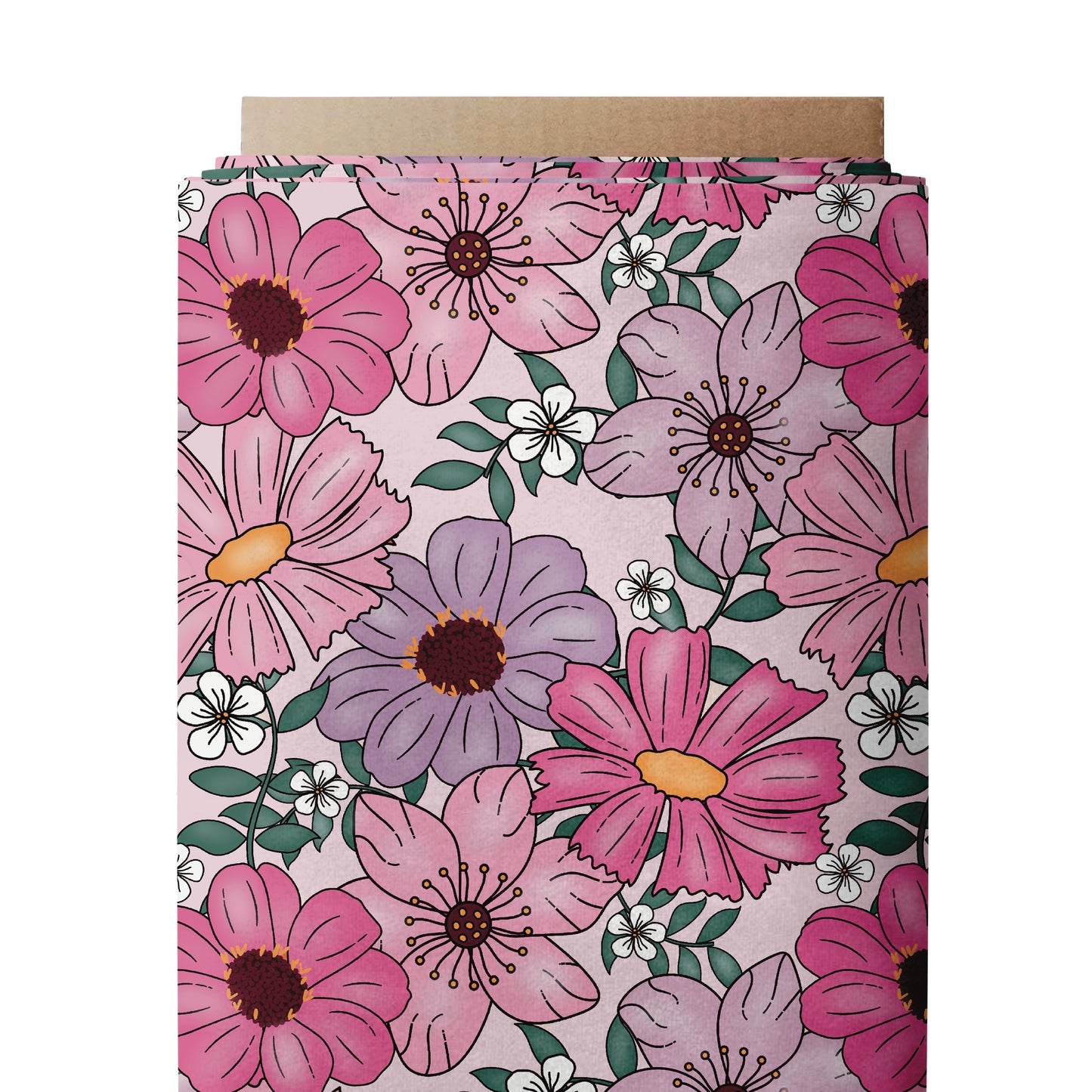 Summer Pink Floral Fields Seamless Pattern