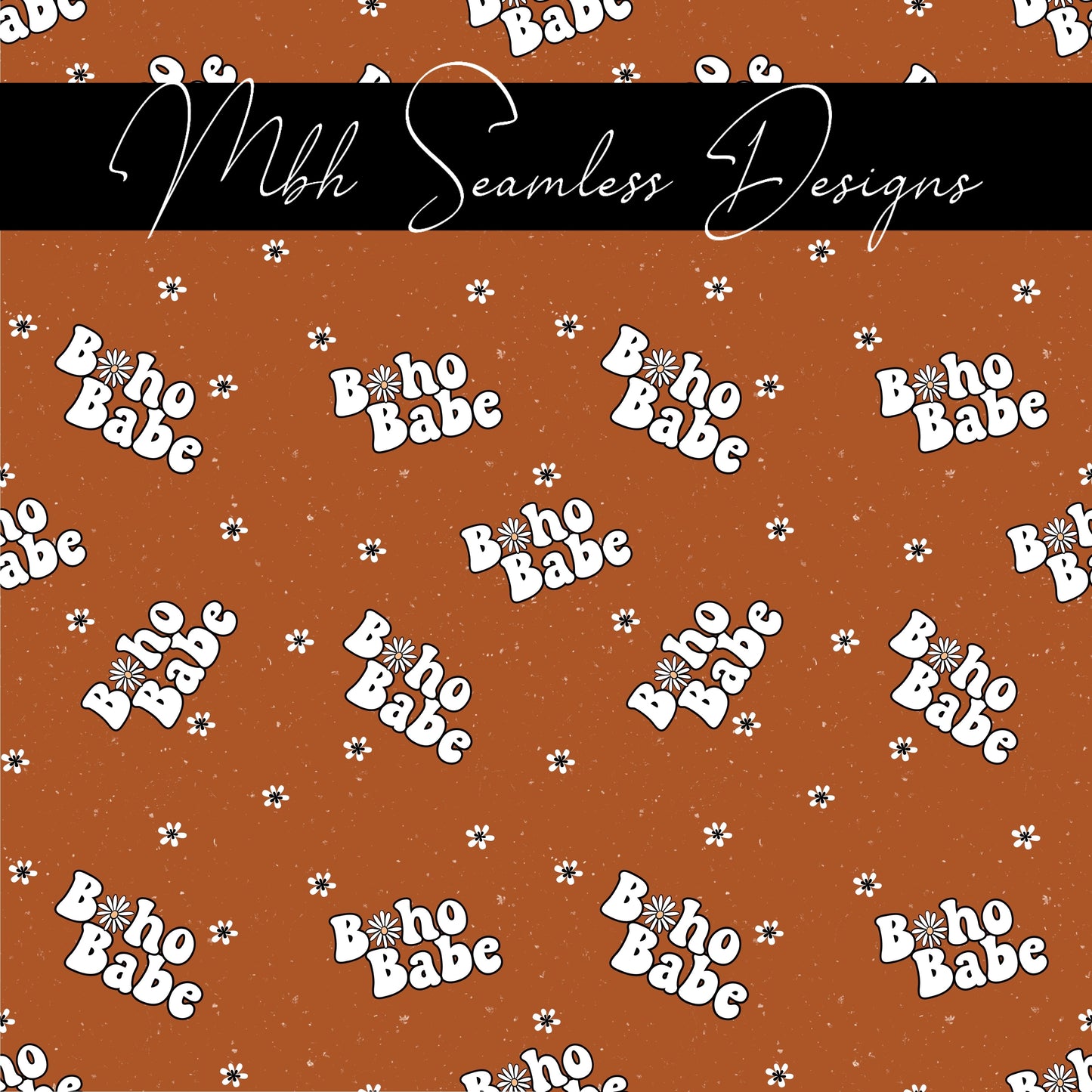 Dusty Boho Babe Daisies Seamless Pattern