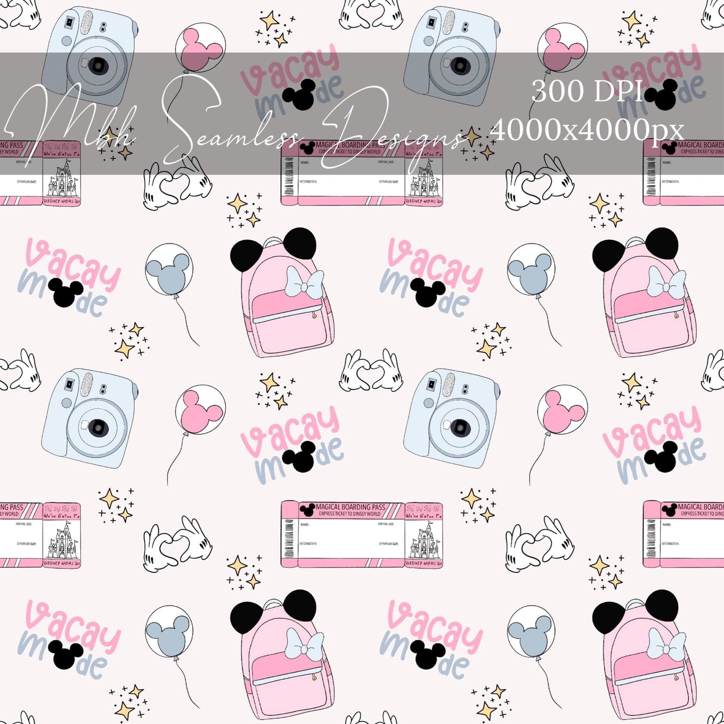 Vacay Mode Pink Seamless Pattern