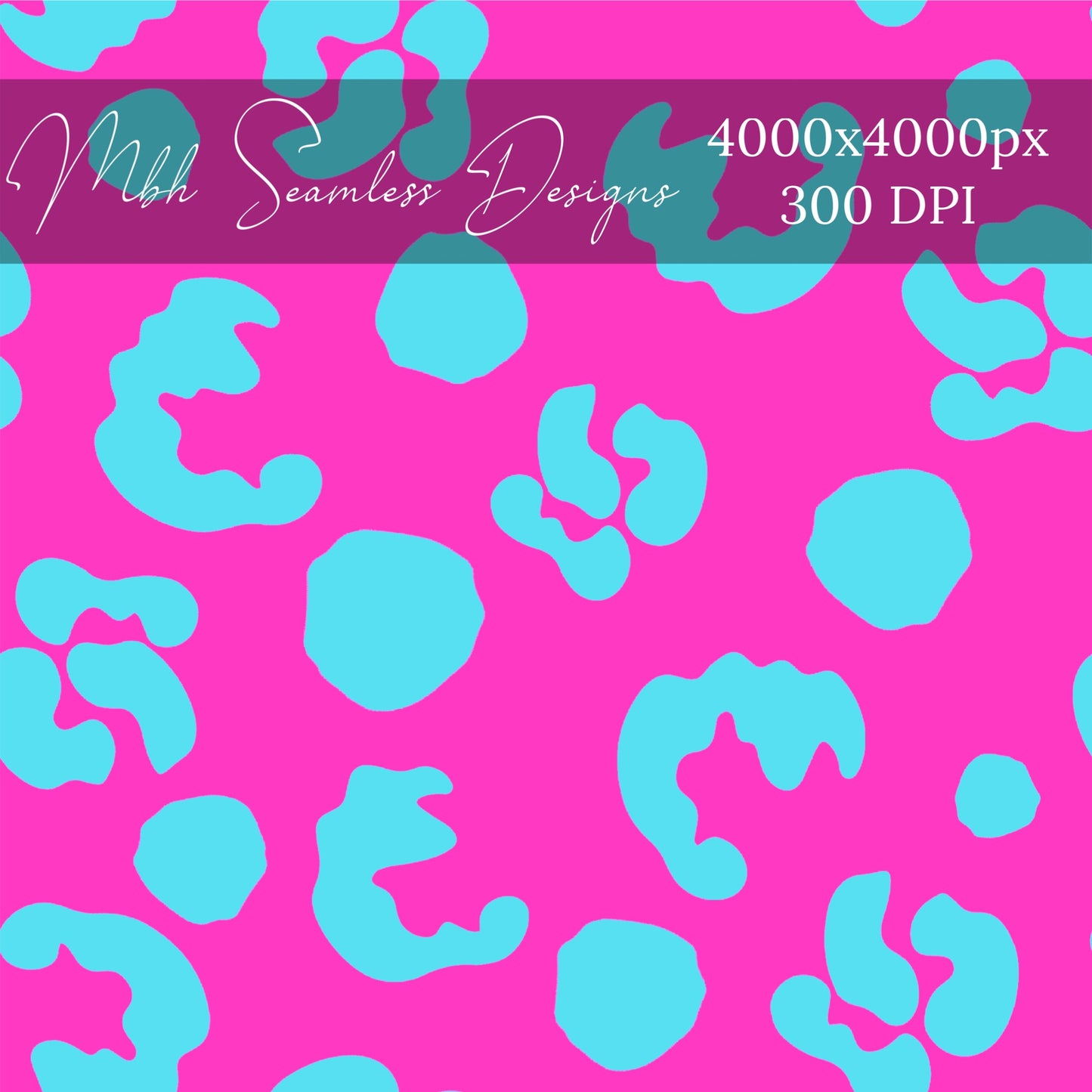 Pink Teal Leopard Seamless Pattern