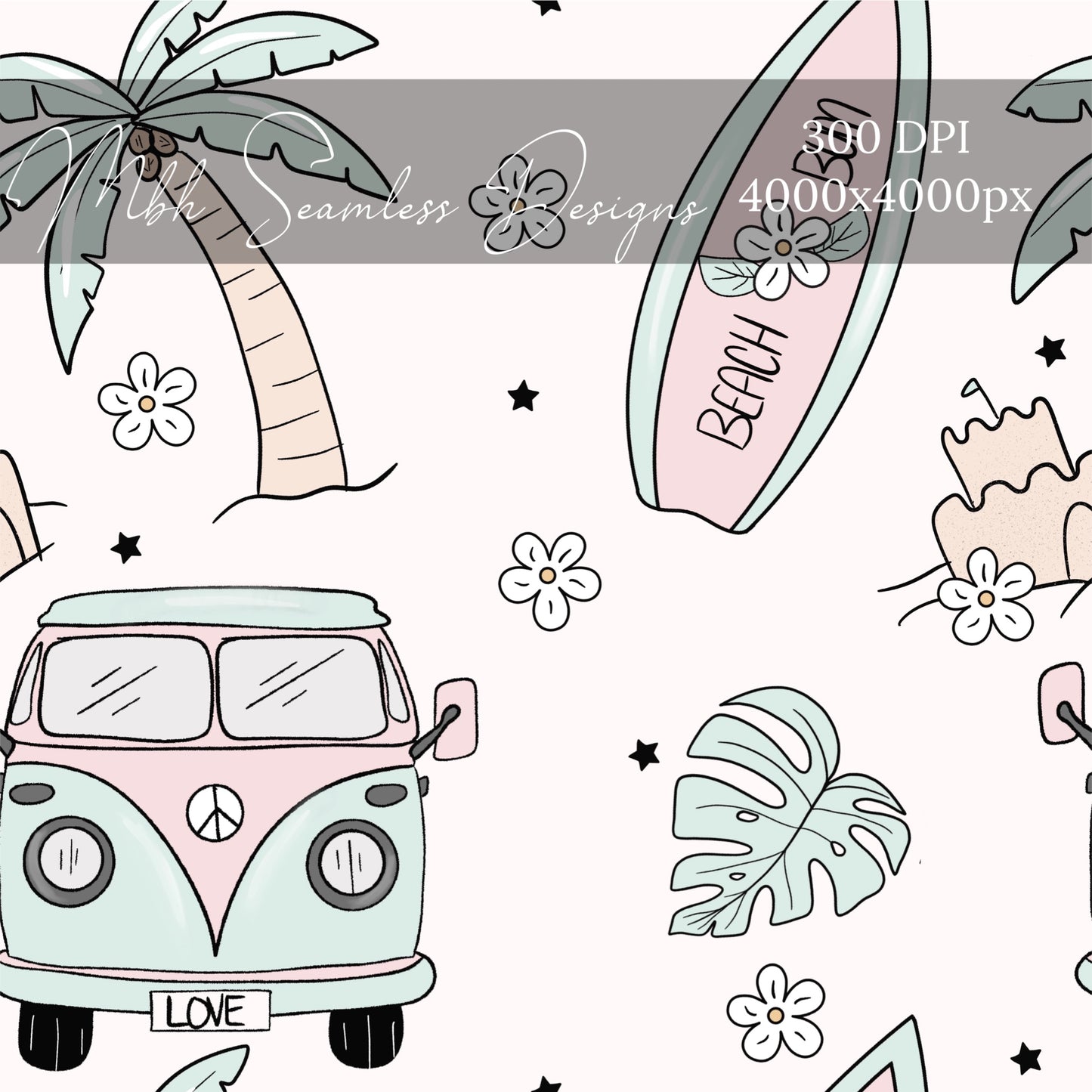 Beach Bum Seamless Pattern
