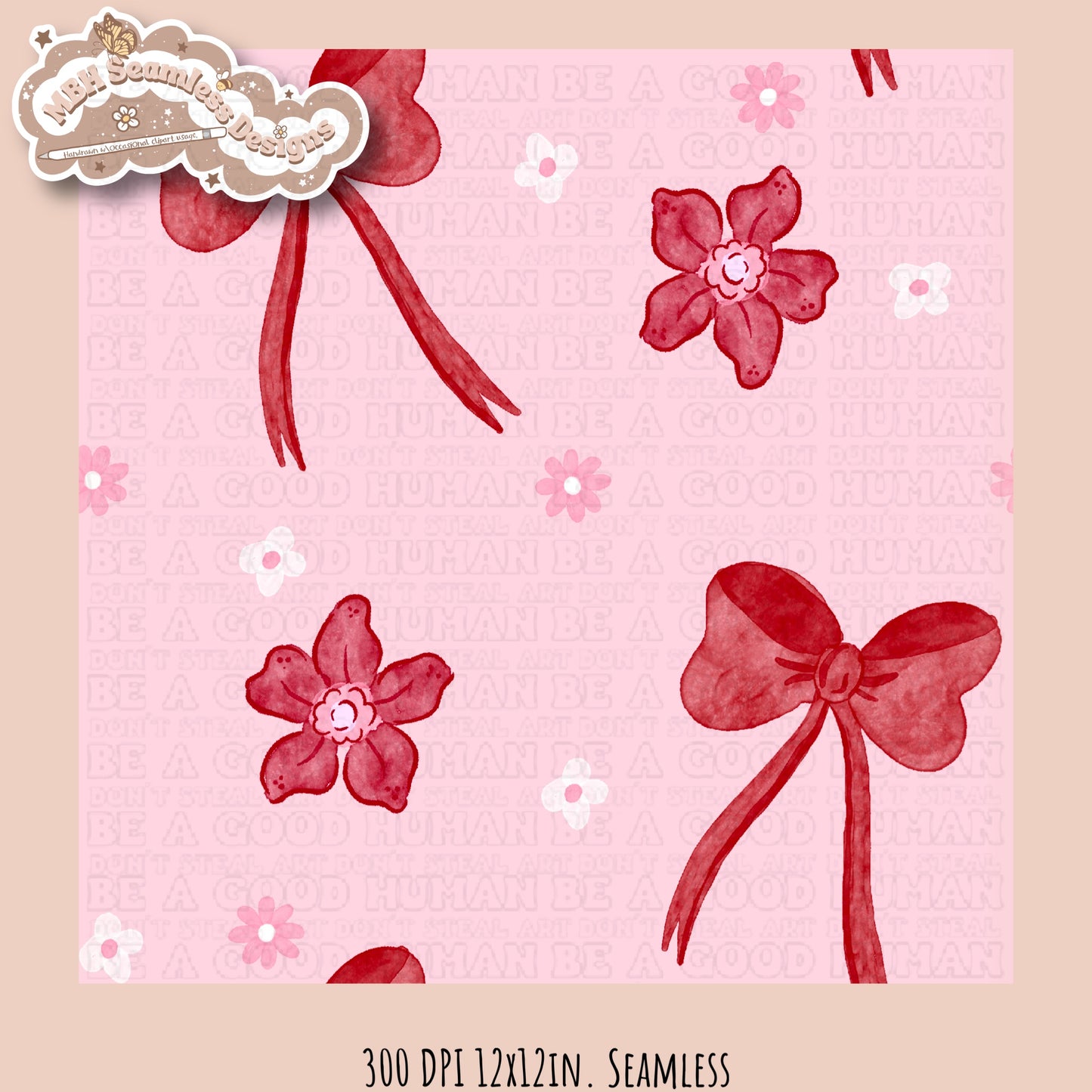 Watercolor Dainty Floral Bows Seamless Pattern MULTIPLE COLORWAYS