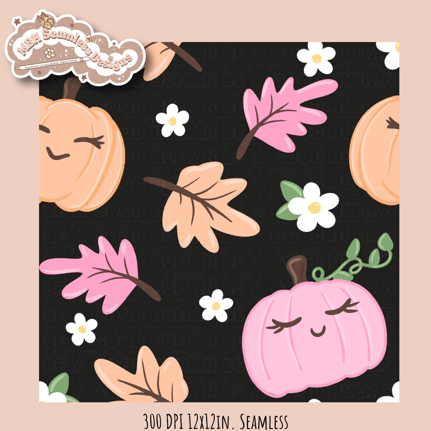 Girly Pumpkins Seamless Pattern // Multiple Colorways