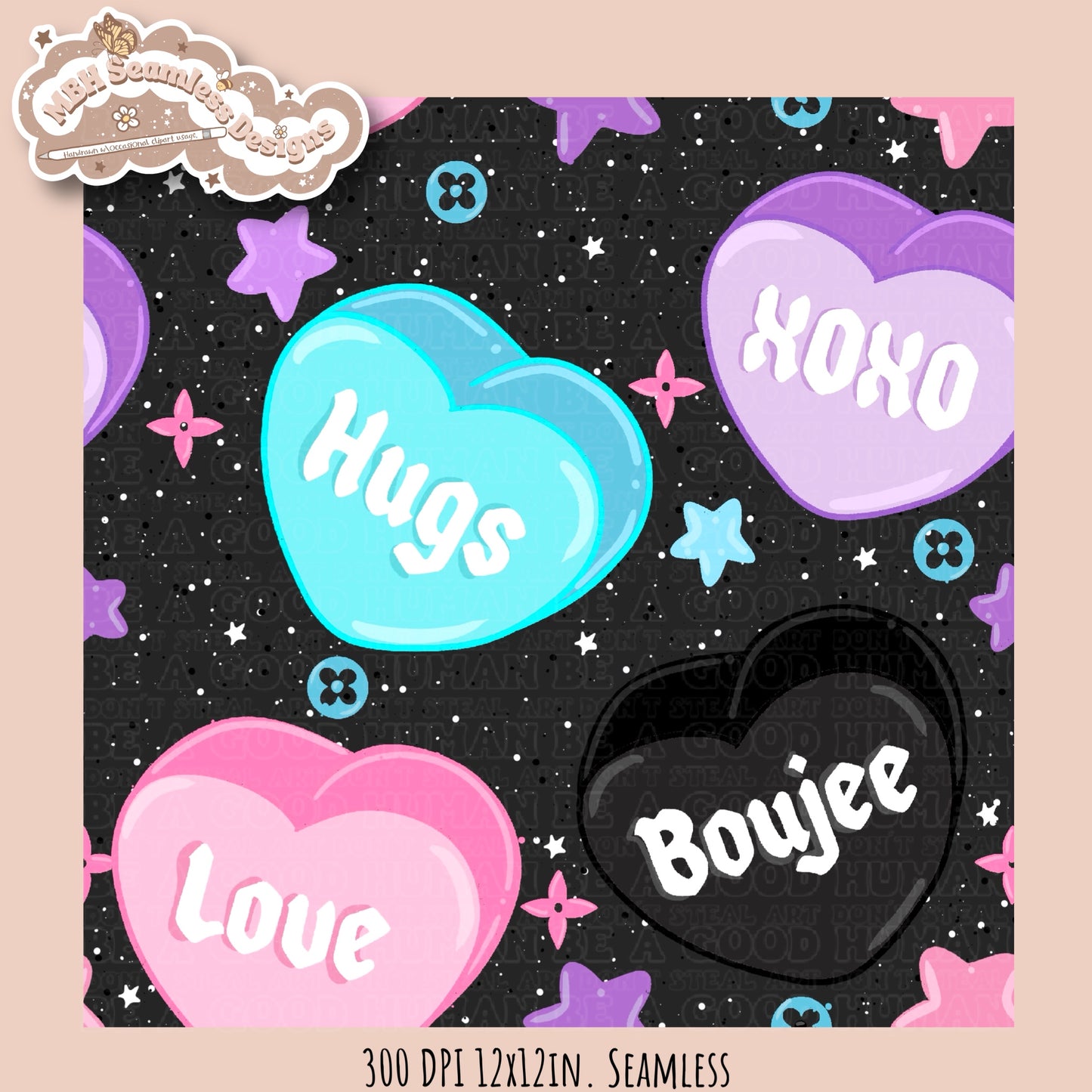 Boujee Convo Hearts Seamless Pattern MULTIPLE COLORWAY OPTIONS