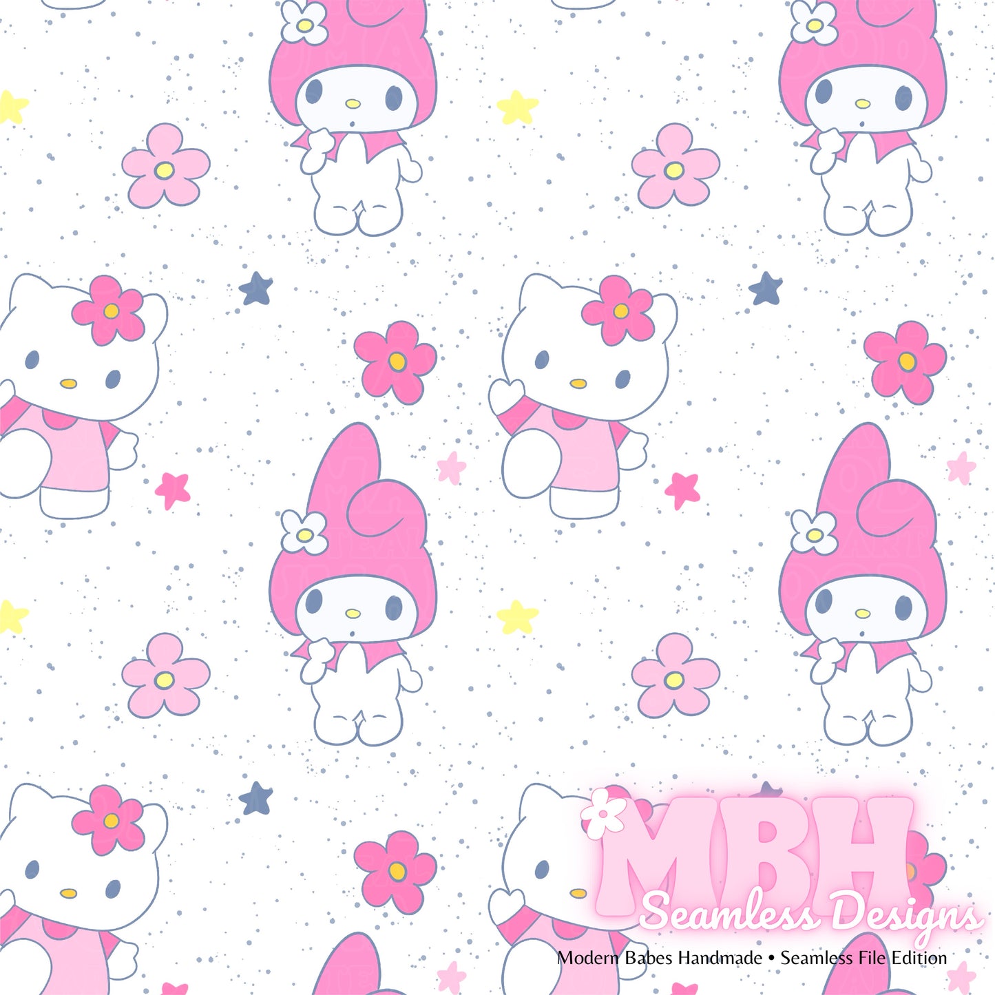 My Melody Hello Kitty Floral Spex Seamless Pattern MULTIPLE COLORWAYS