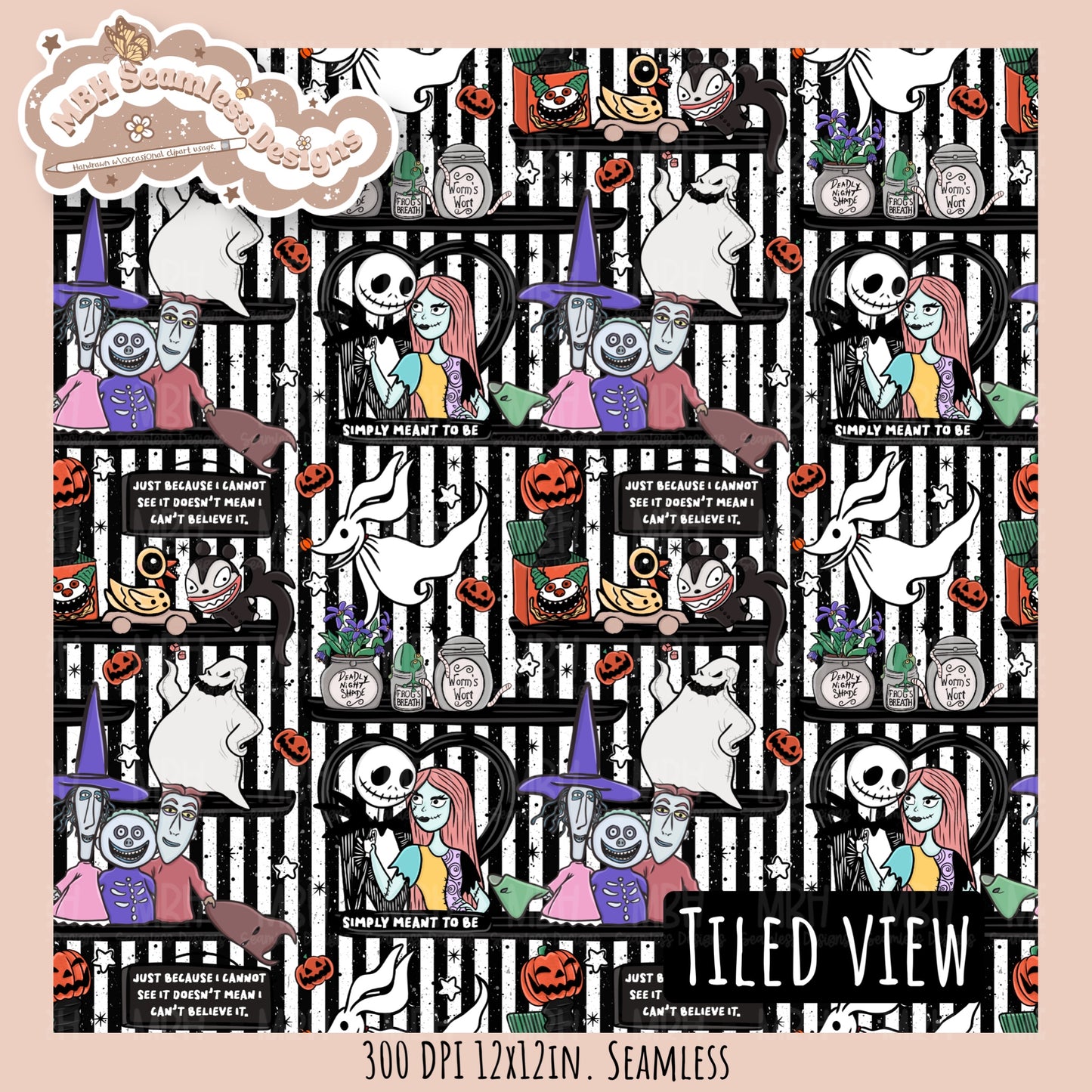 NBC Shelves Seamless Pattern // PNG // Assorted Colorway Options