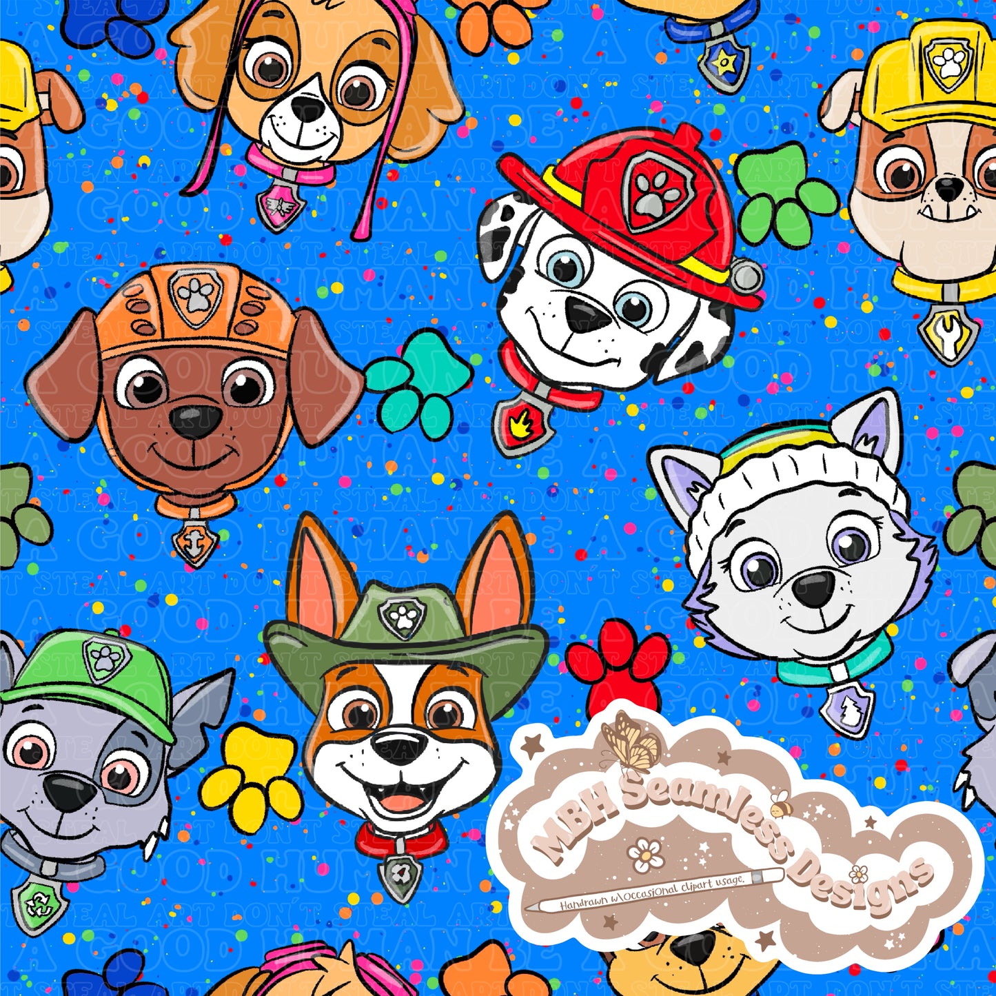 Paw Patrol Spex Seamless Pattern & PNG MULTIPLE COLORWAYS