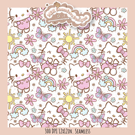 HK Floral Rainbows Seamless Pattern // PNG // Assorted Colorway Options
