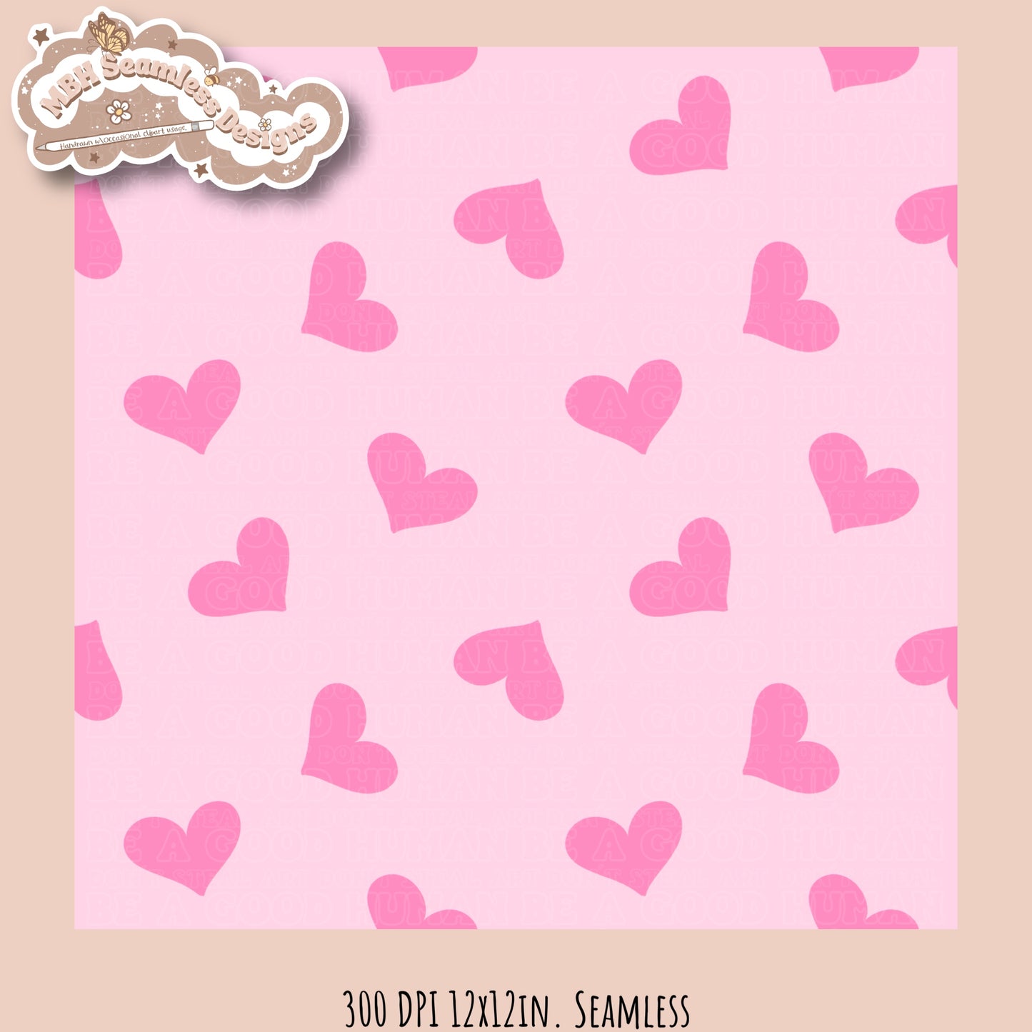 Pink Scattered Hearts Seamless Pattern MULTIPLE COLORWAYS