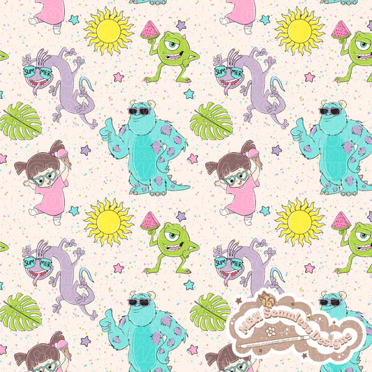 Summer Monsters Inc. Seamless Pattern & PNG • MULTIPLE COLORWAYS