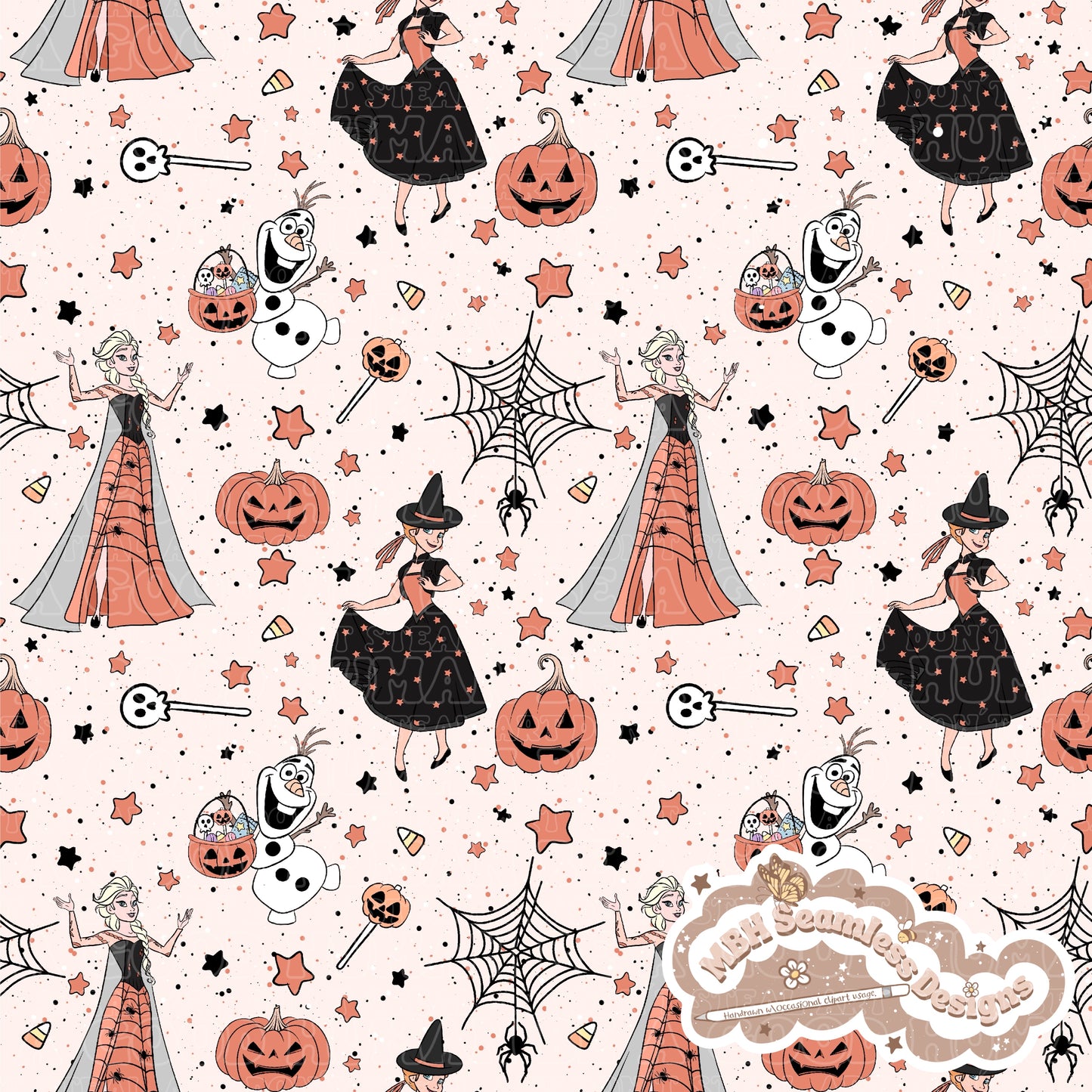 Frozen Halloween Seamless Pattern & PNG MULTIPLE COLORWAYS