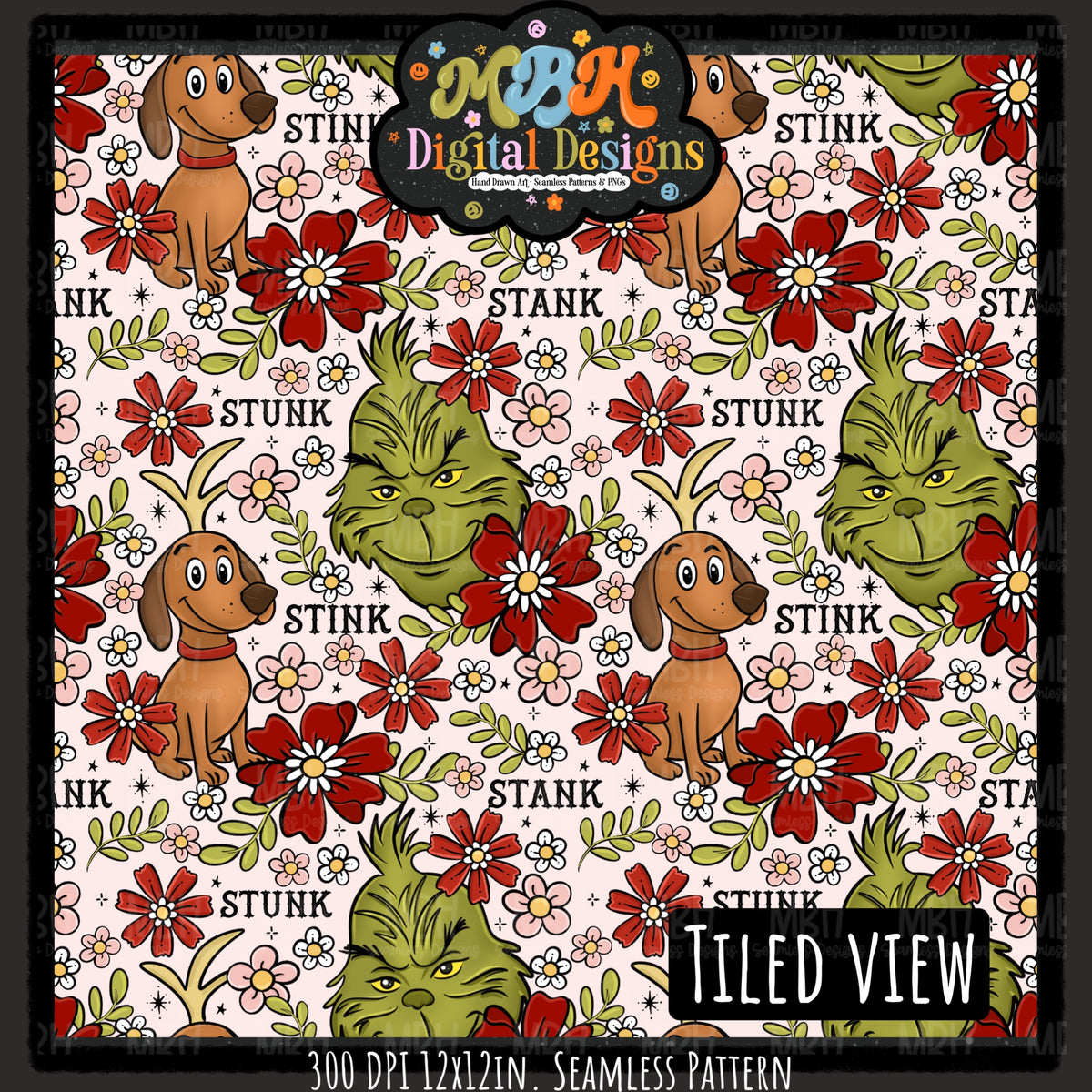 Stink Stank Stunk x Tattoo Floral Seamless Pattern // MULTIPLE COLORWAYS