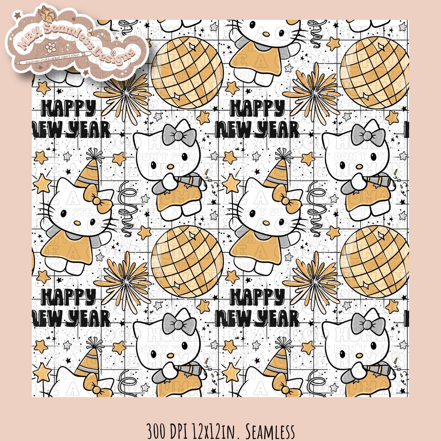 HK New Years Seamless Pattern MULTIPLE COLORWAYS