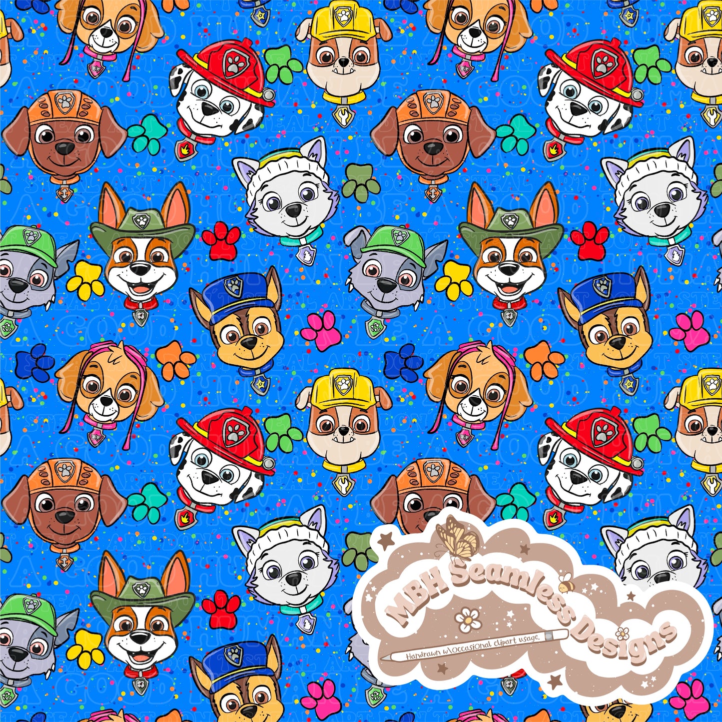 Paw Patrol Spex Seamless Pattern & PNG MULTIPLE COLORWAYS