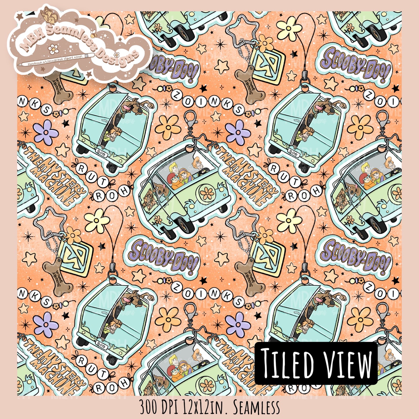 Scooby Charms Seamless Pattern MULTIPLE COLORWAYS // PNG