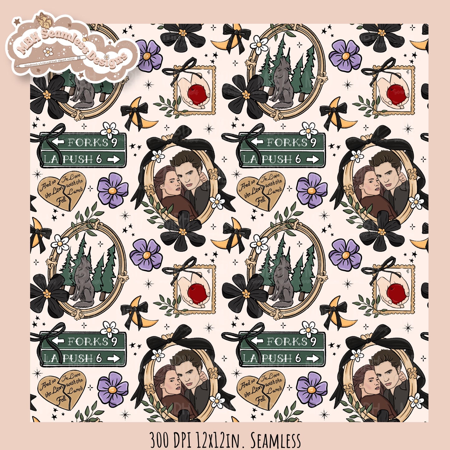 Twilight x Frames Seamless Pattern // PNG // Assorted Colorways